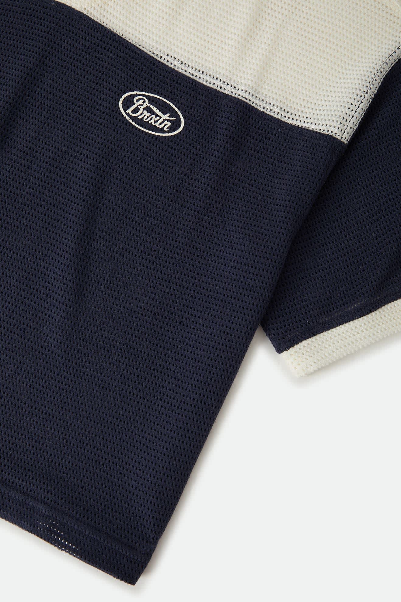 Women's Varsity Mesh T-Shirt in the color Off White/Washed Navy - Additional Laydown image