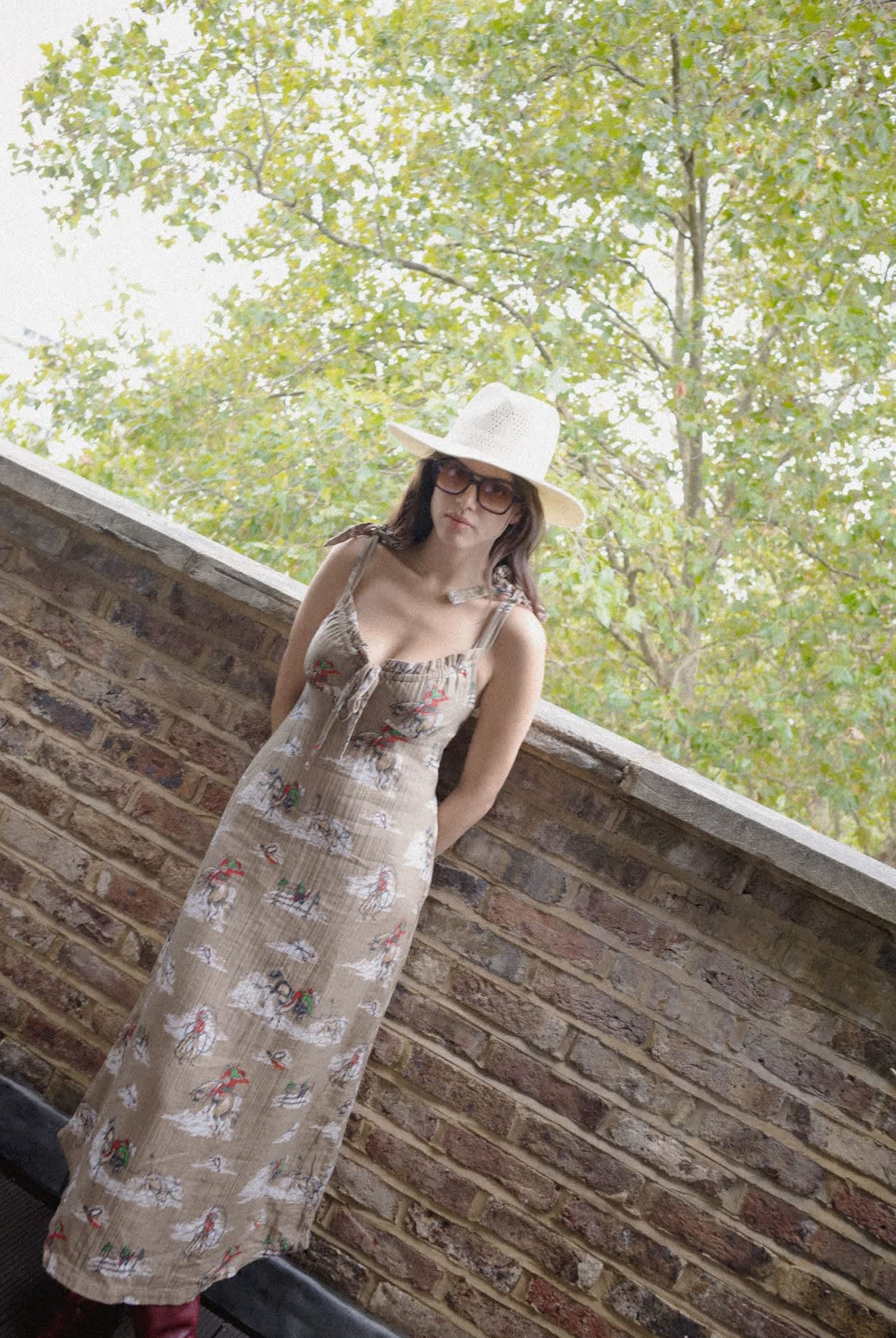 Women's The Tie Dress in the color Mid Century Cowboy Print - Women's Lifestyle 3.0