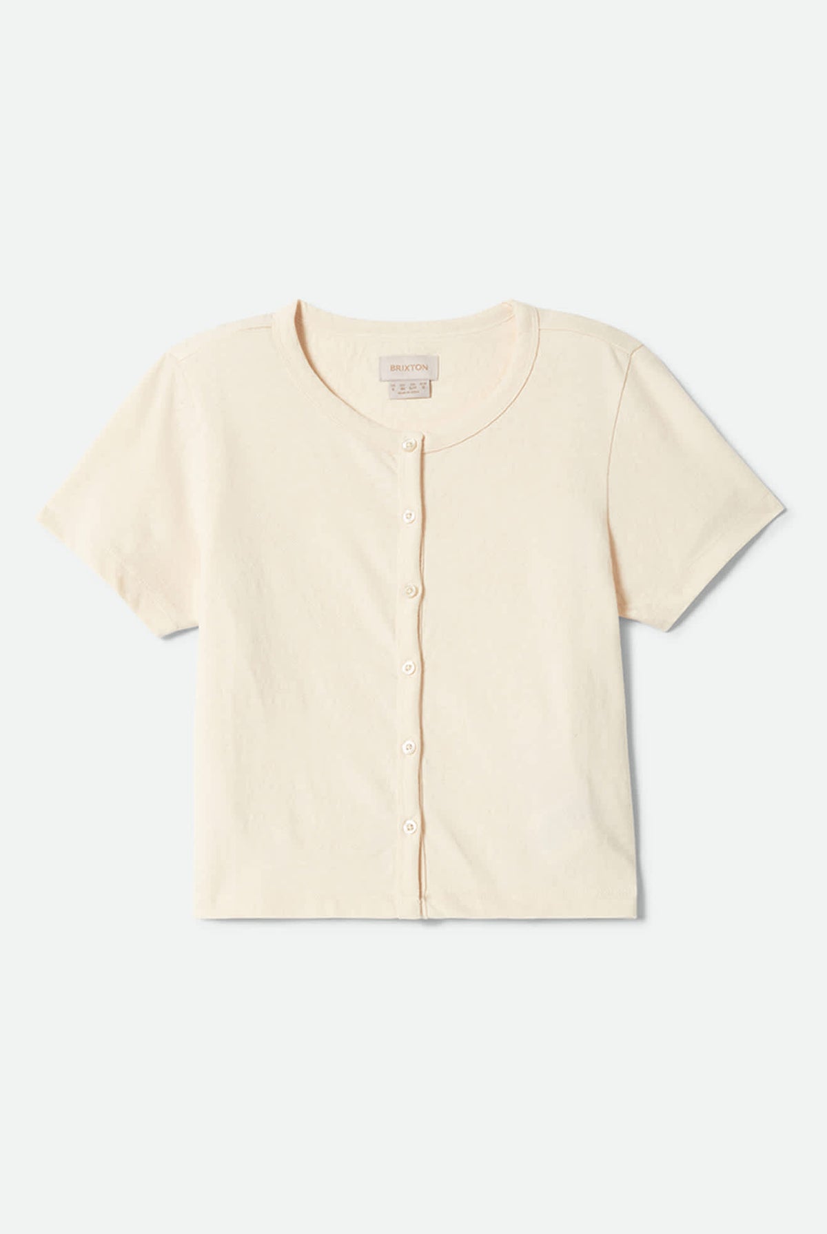 Women's The Alice Button Down Short Sleeve Shirt in the color Whitecap - Front Product Laydown Image