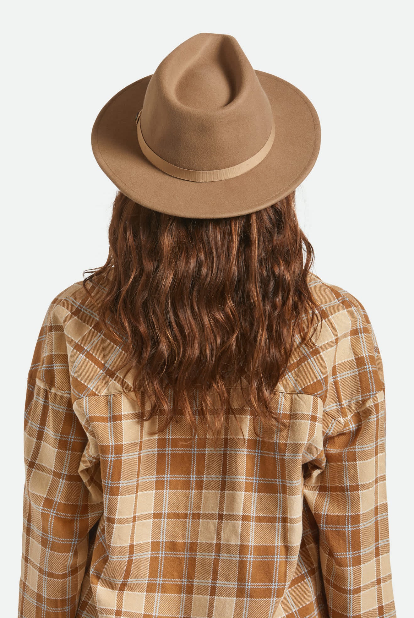 Unisex Messer Packable Fedora in the color Khaki/Khaki - Women's Back View