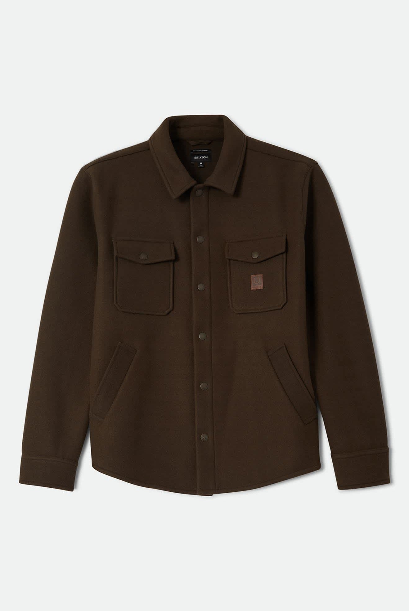 Men's Durham Felted Stretch Jacket in the color Walnut Brown - Front Product Laydown Image