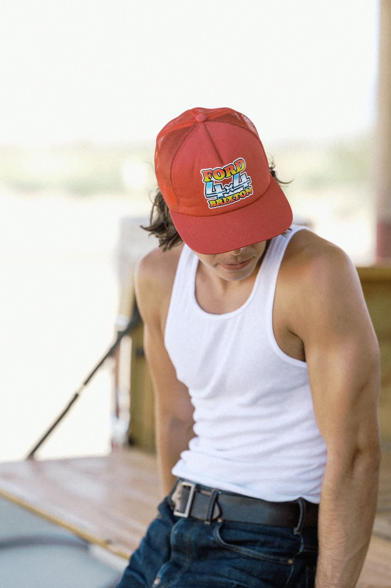 Unisex Ford 4x4 Chrome Trucker Hat in the color Rangoon Red - Men's Lifestyle 2.0