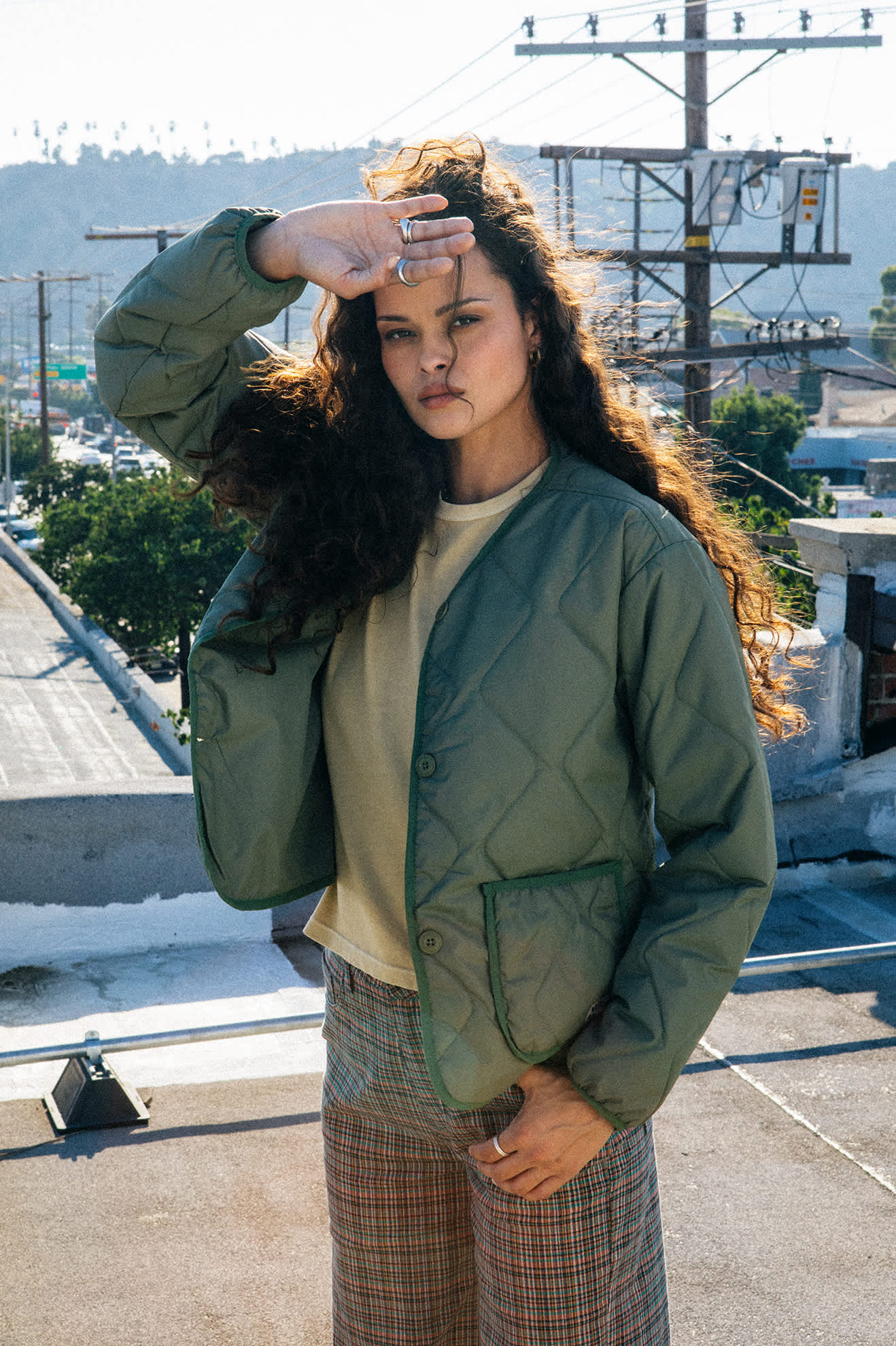 Women's Delilah Quilted Jacket in the color Olive Surplus - Men's Lifestyle image