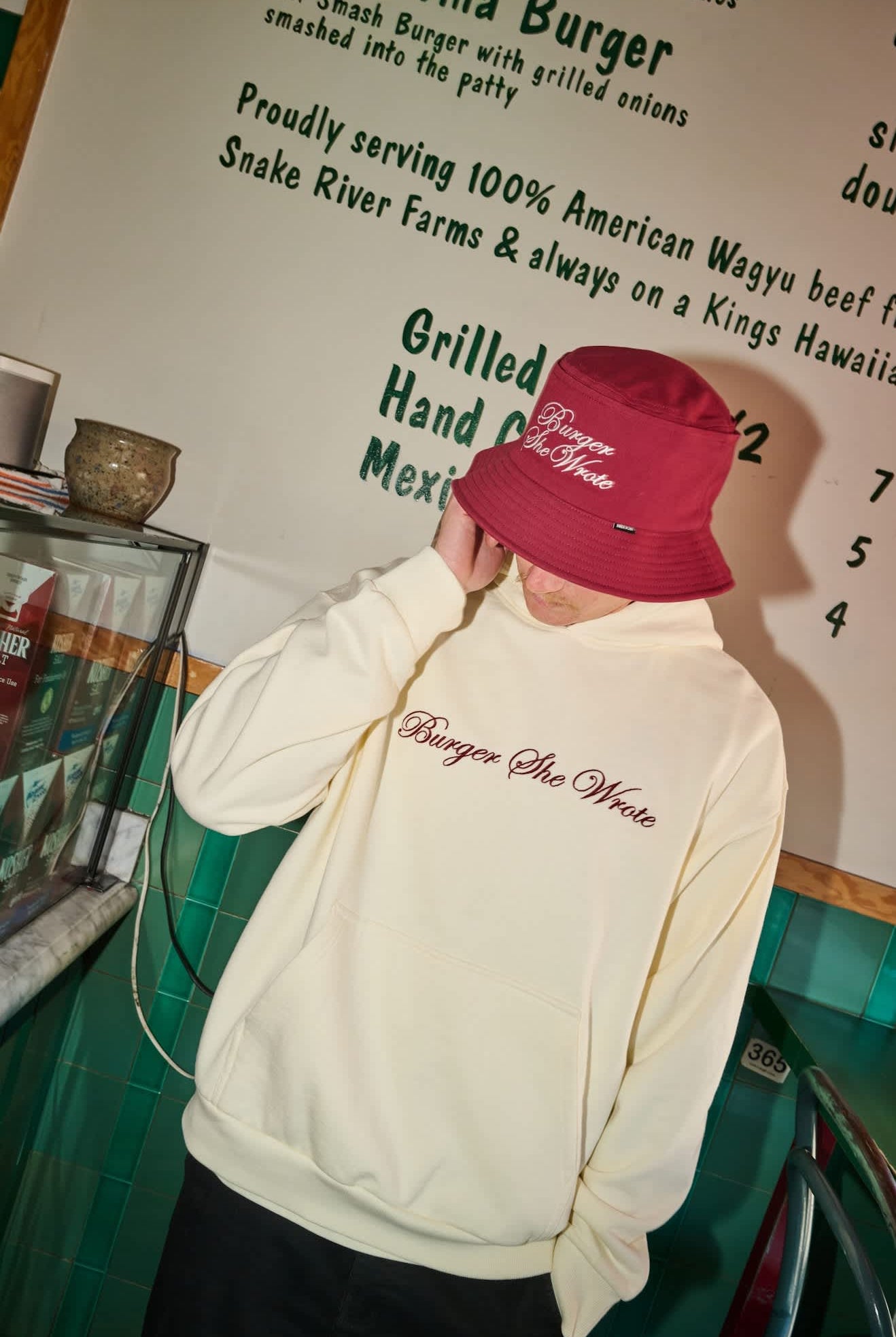 Unisex Burger She Wrote Bucket Hat in the color Burgundy - Men's Lifestyle 2.0