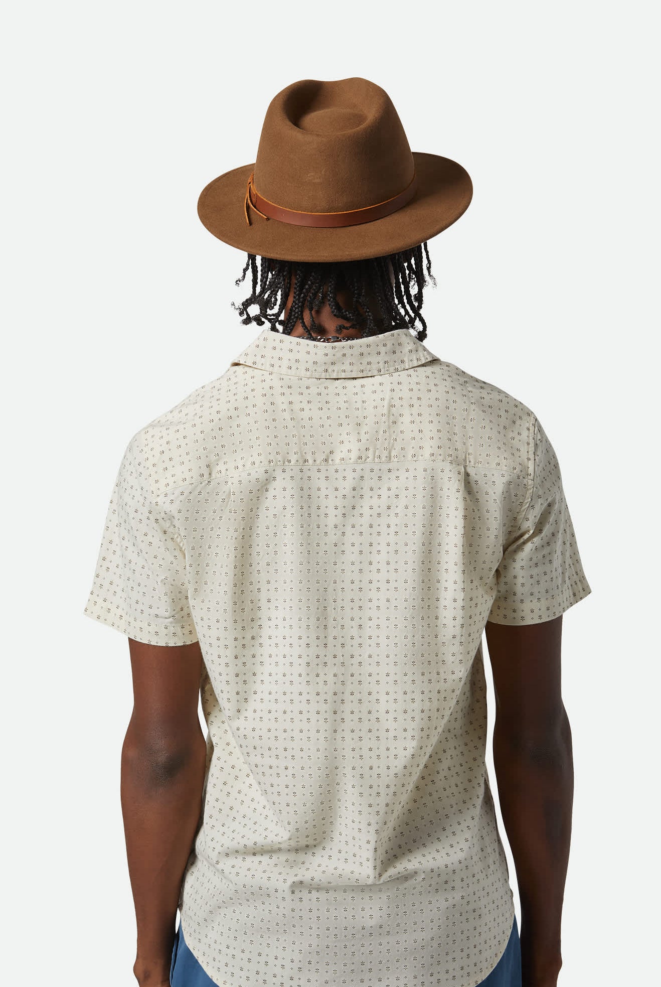 Unisex Messer Traditional Fedora in the color Coffee - Men's Back View