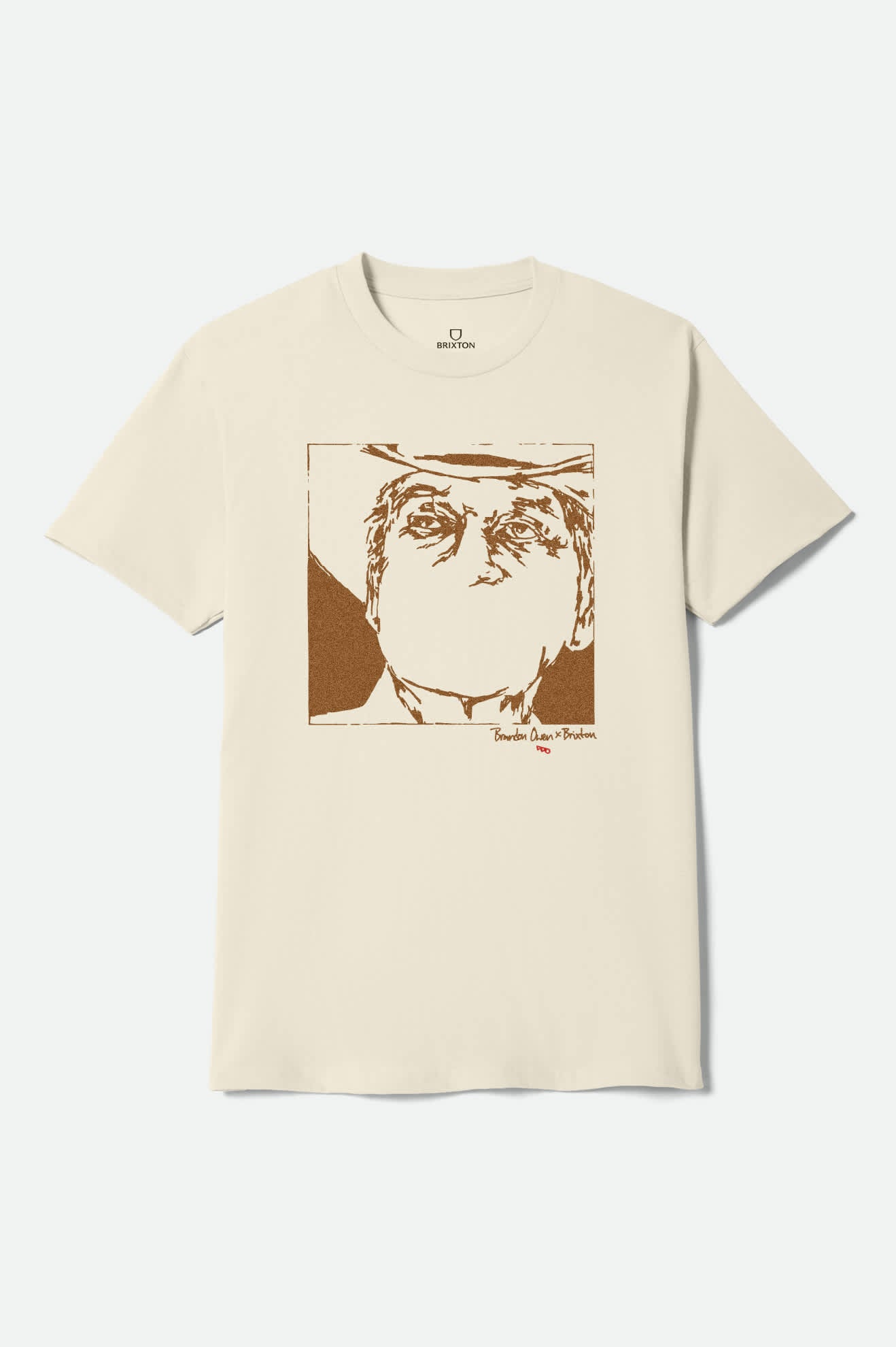 Men's Wilburn Short Sleeve T-Shirt in the color Cream - Front Product Laydown Image