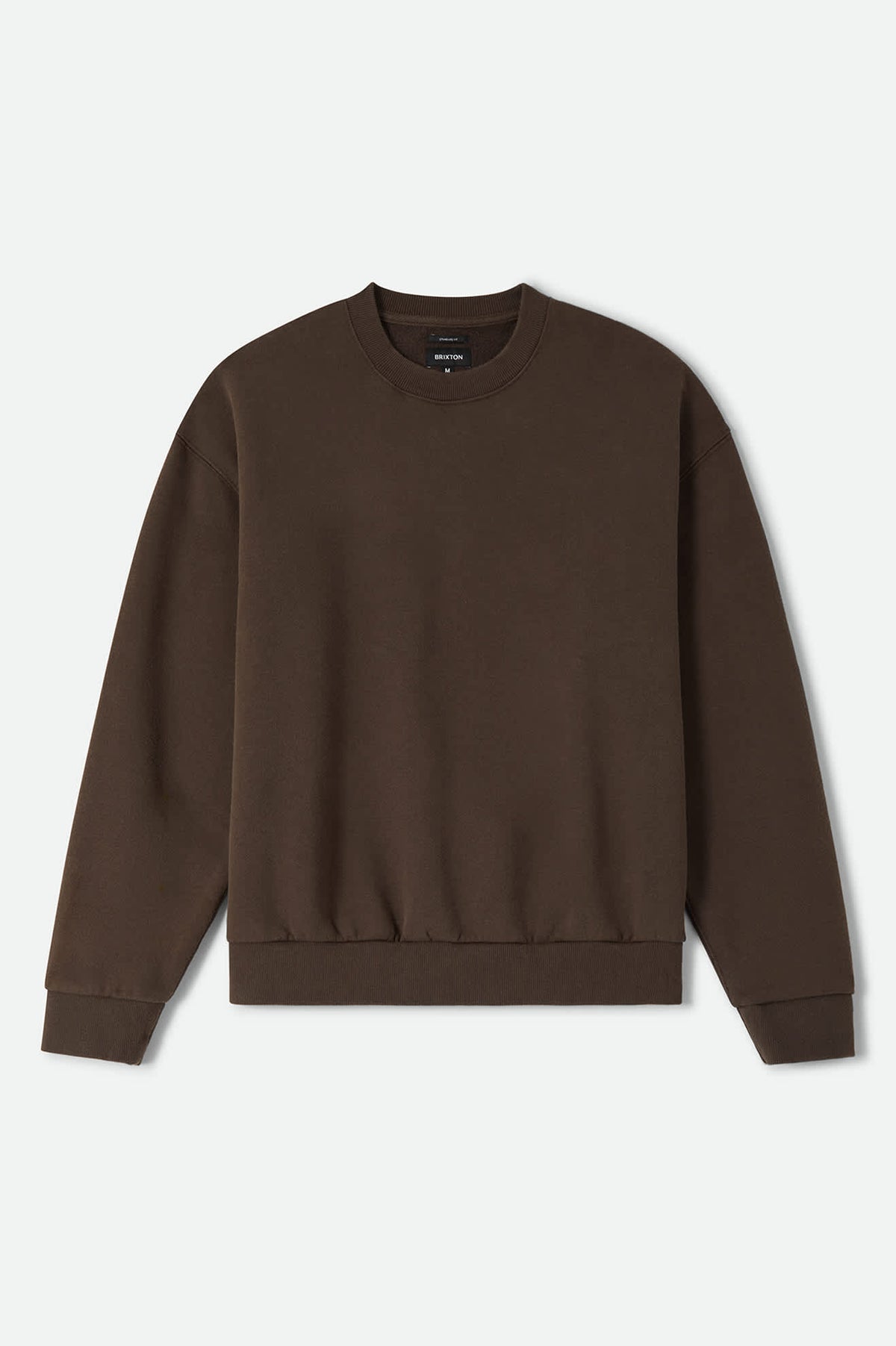 Men's Brixton Baseline Crew Fleece in the color Walnut Brown Vintage Wash - Front Product Laydown Image