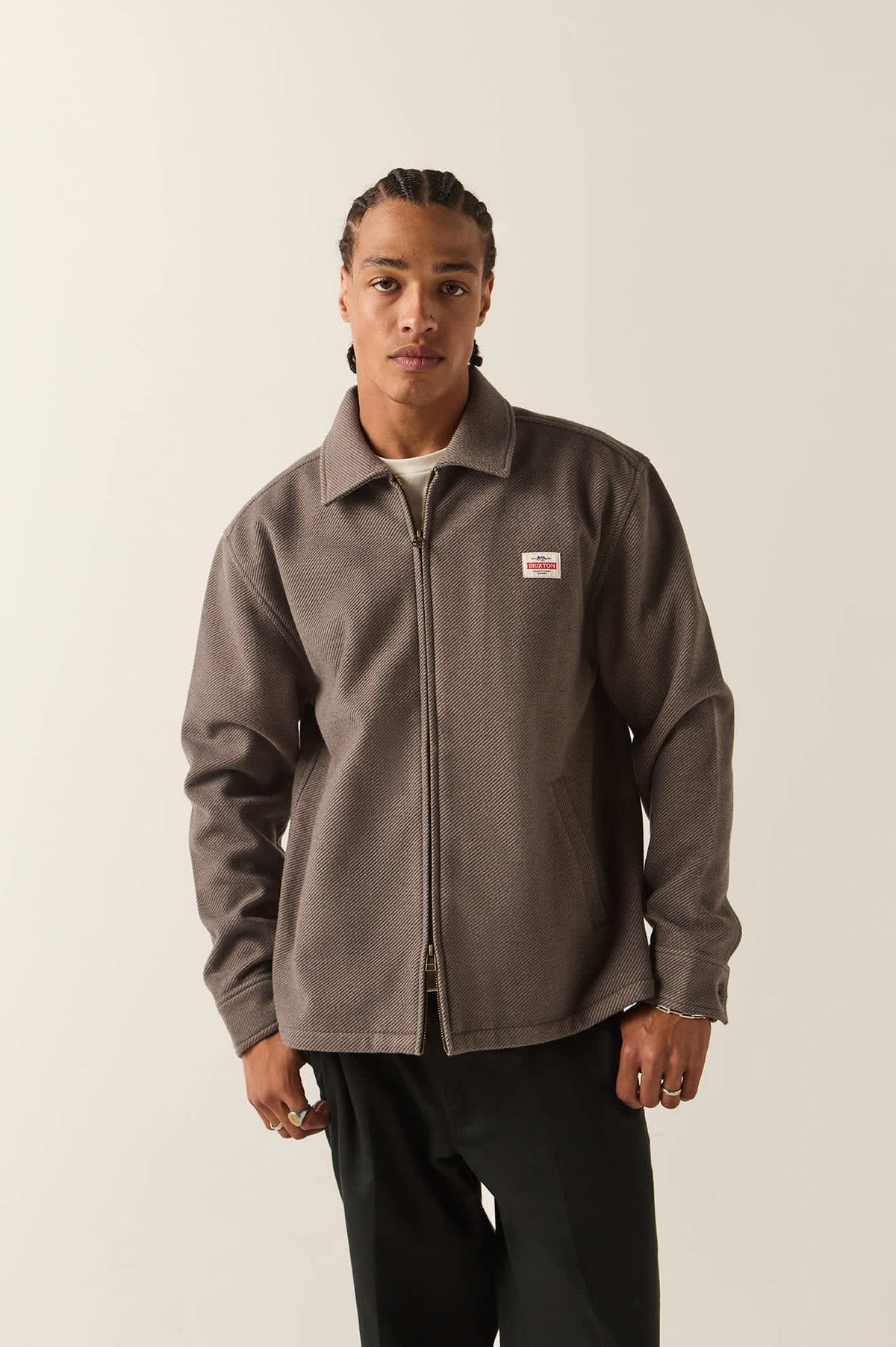 Men's Trademark Zip Flannel Jacket in the color Heather Grey - Men's Front View
