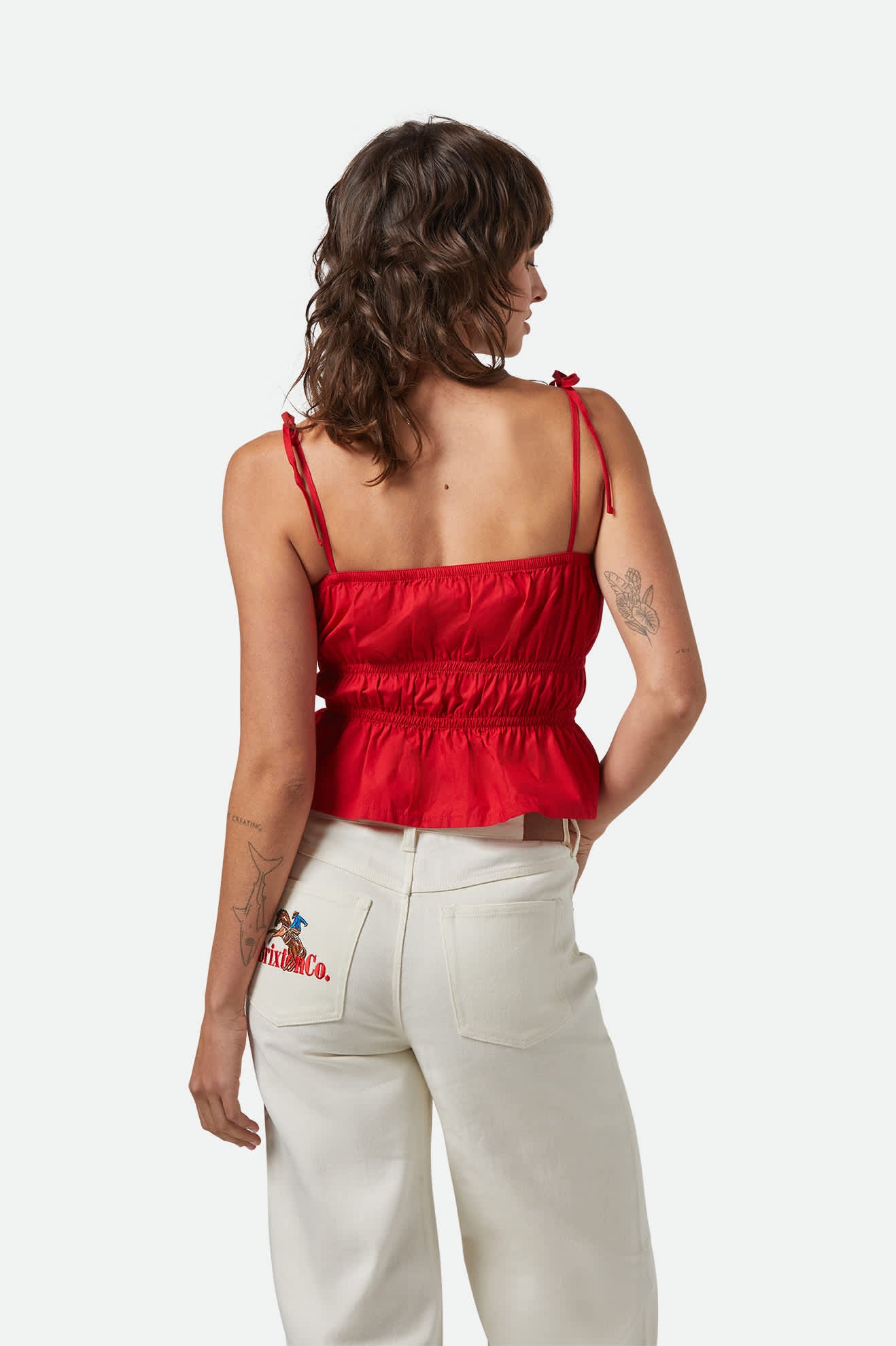 Women's Eden Smocked Top in the color Crimson - Women's Back View