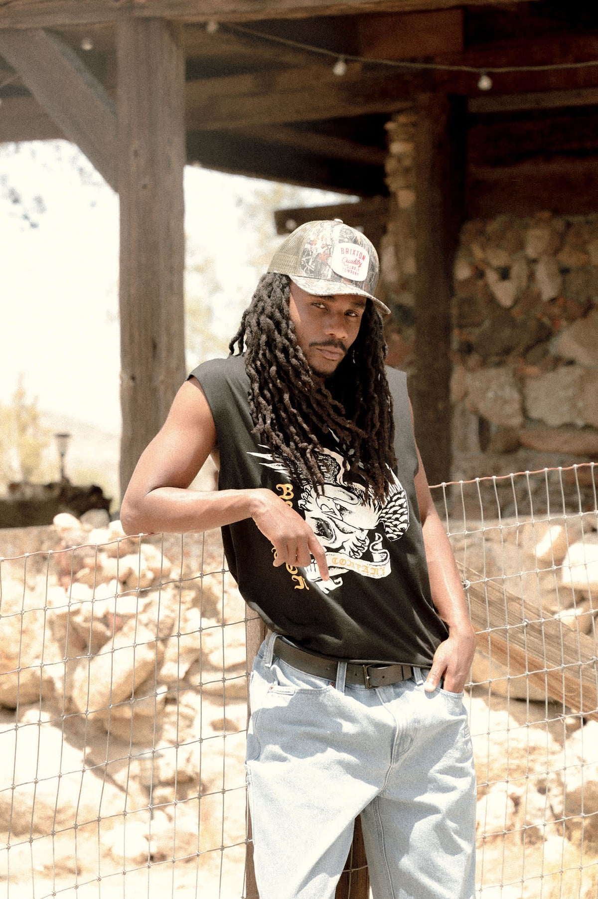 Men's Wolcott Worn In Boxy Muscle Tank in the color Black - Men's Lifestyle 2.0