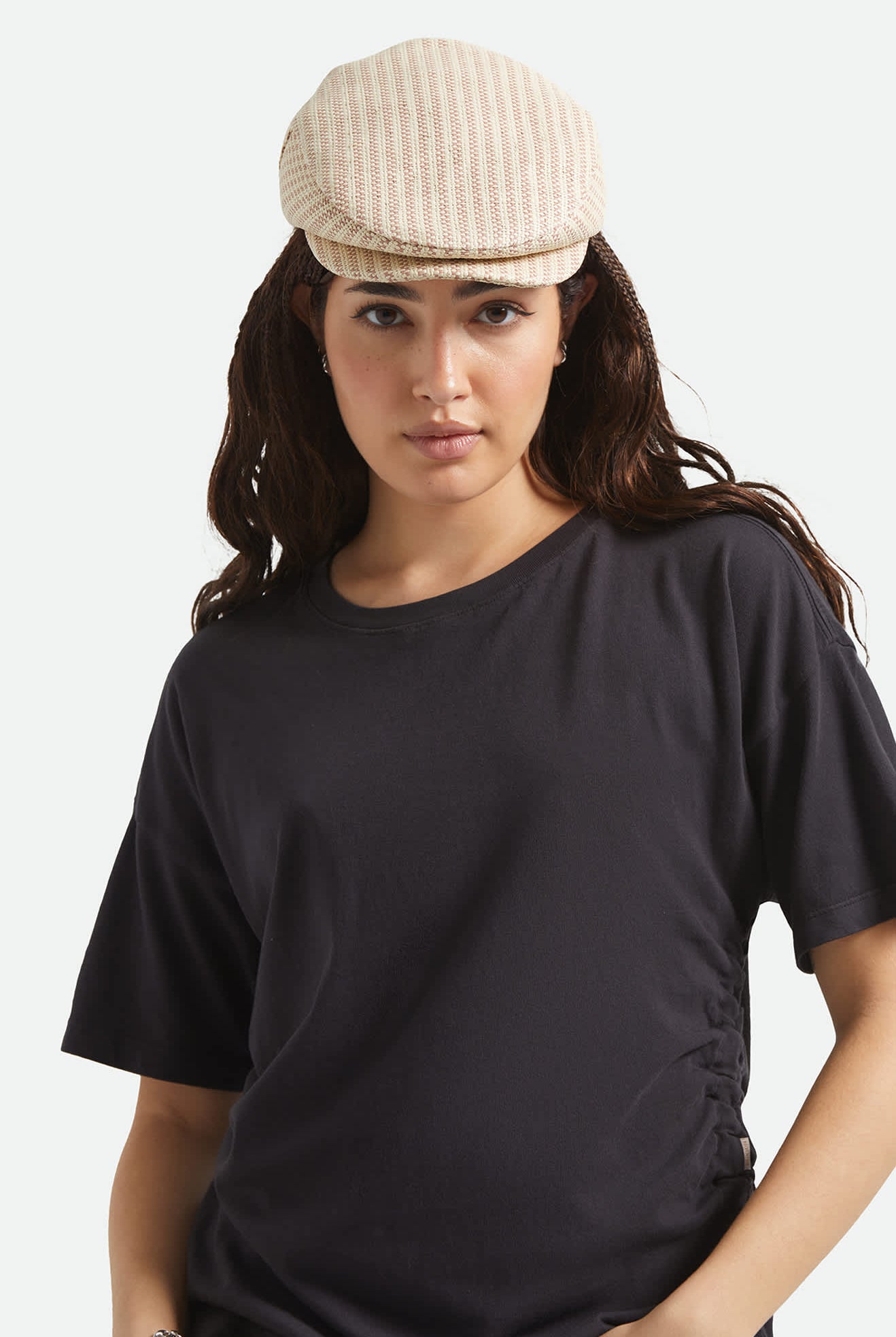 Unisex Hooligan Flat Cap in the color Celadon Green/Royal Plaid - Women's Front View