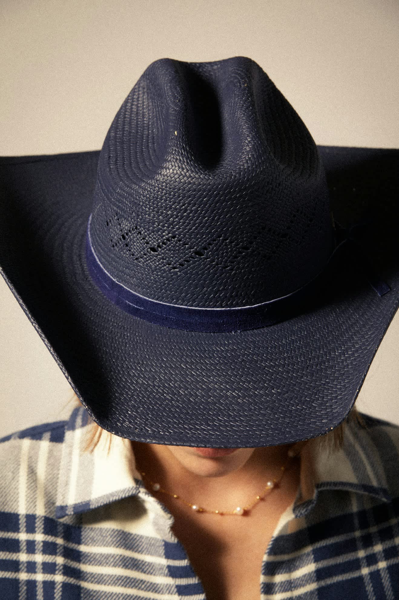Unisex Laredo Panama Straw Cowboy Hat in the color Navy - Additional Fit image