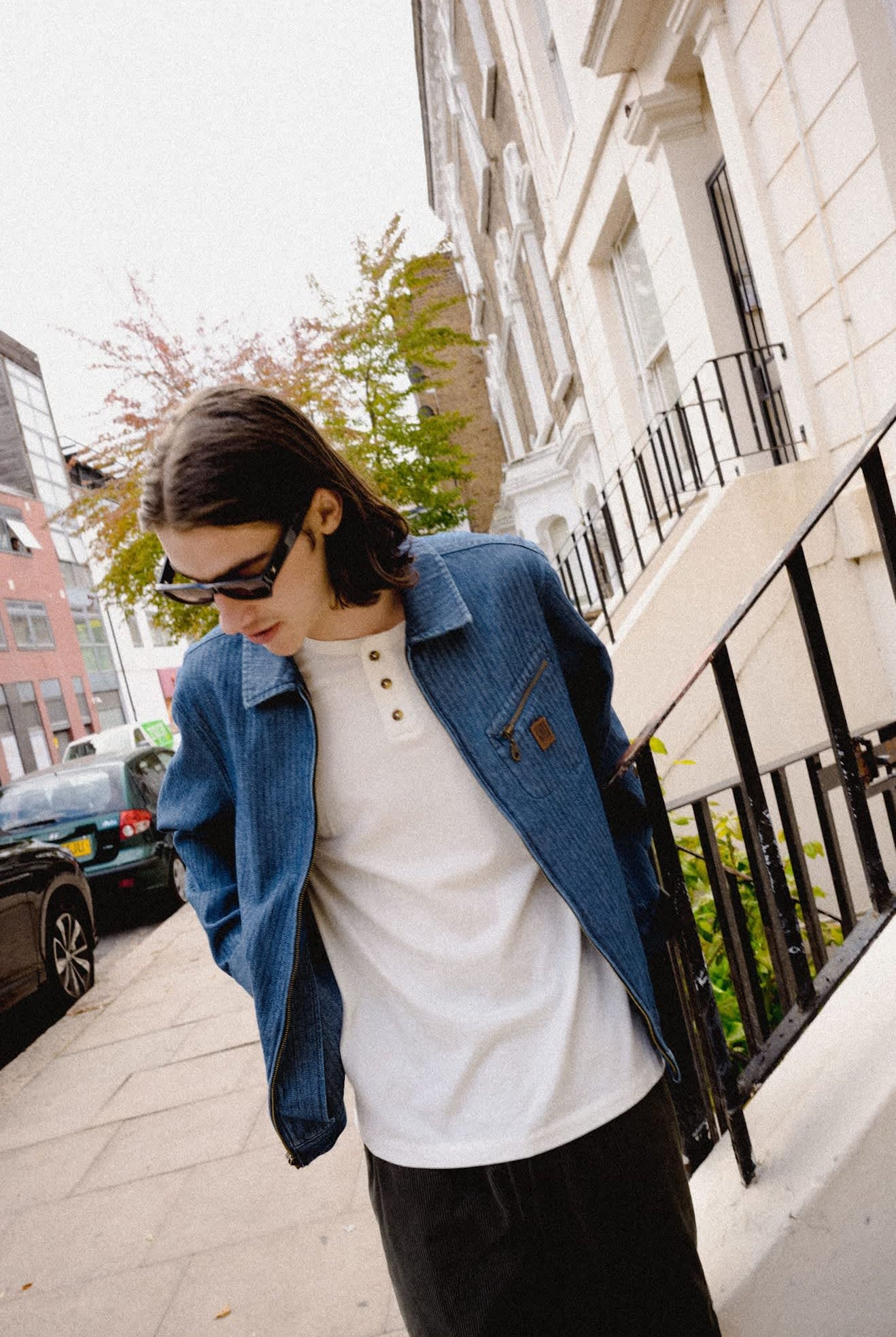 Men's Mechanic Garage Zip Jacket in the color Indigo Herringbone - Men's Lifestyle 3.0