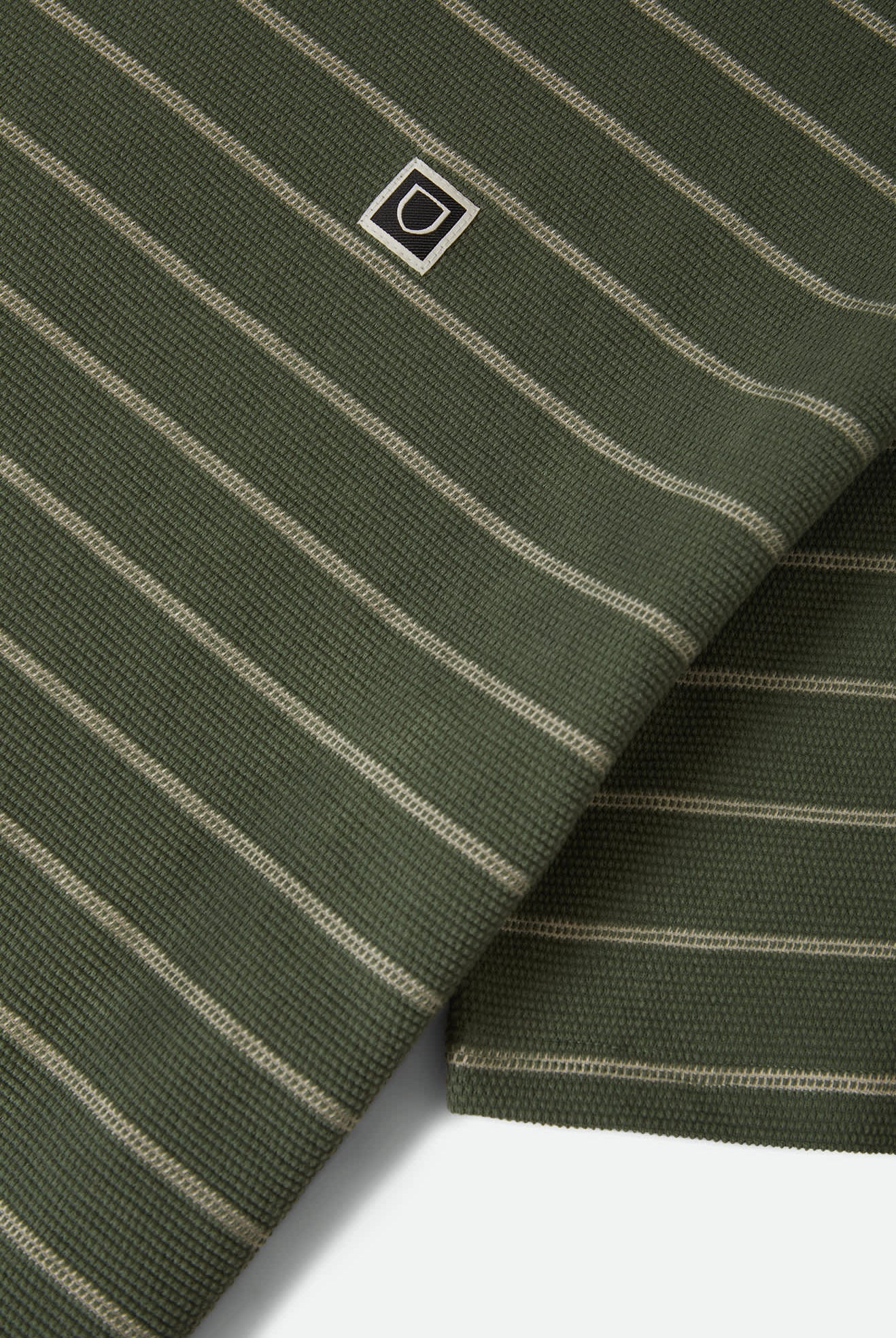 Men's Shield Pique Boxy T-Shirt in the color Dark Olive/Whitecap - Additional Laydown image
