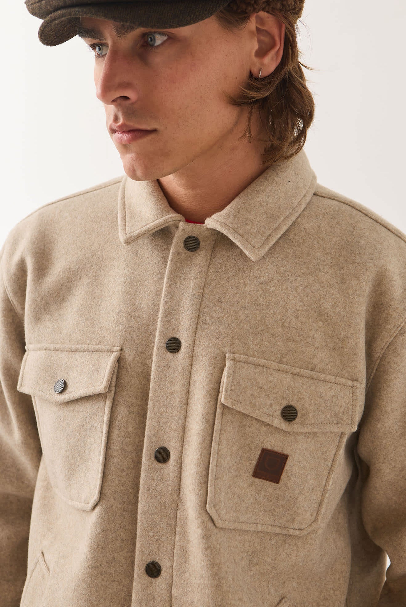 Men's Durham Felted Stretch Jacket in the color Oatmeal - Additional Fit image