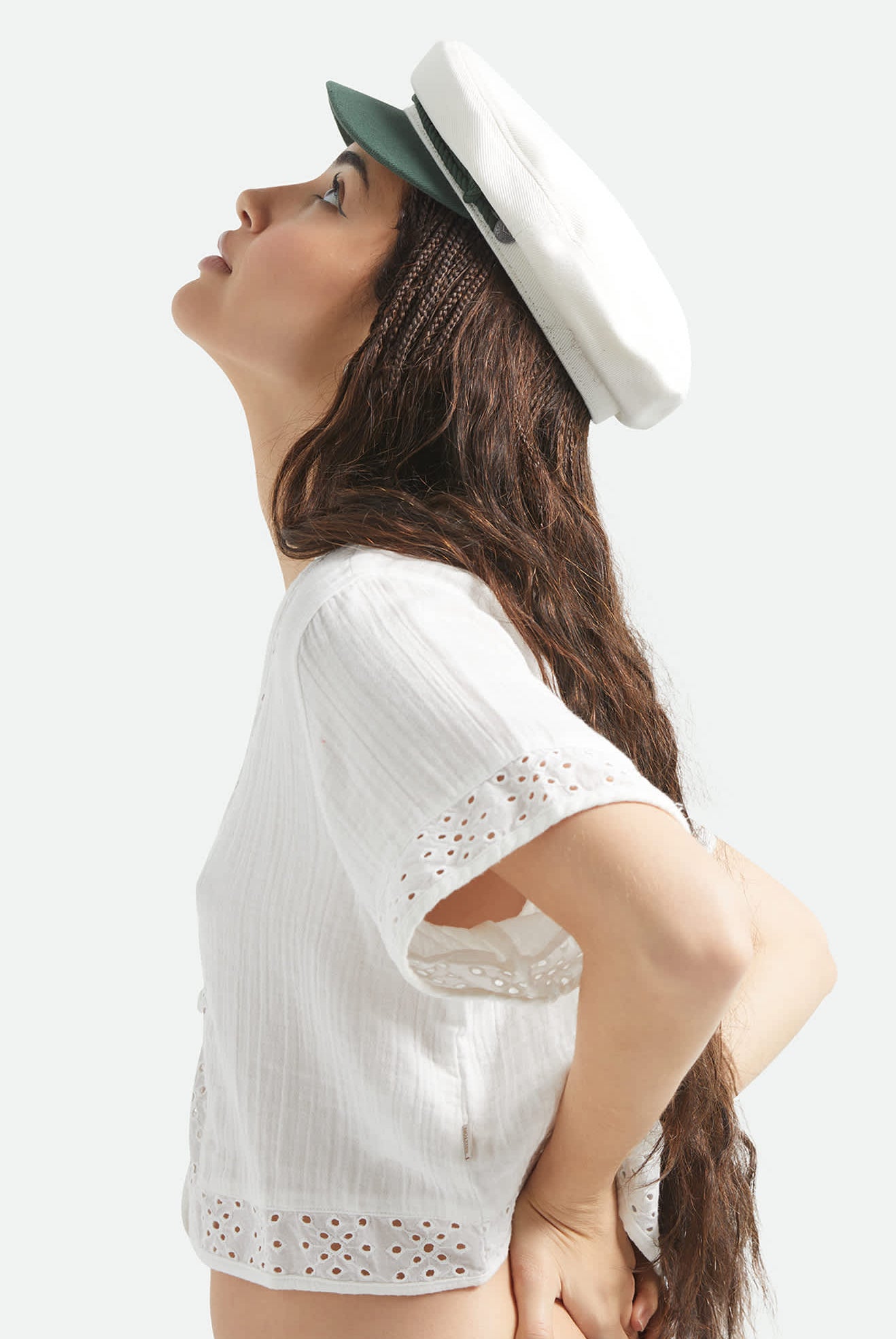 Women's Fiddler Fisherman Cap in the color Primal Green/Whitecap - Women's Side View