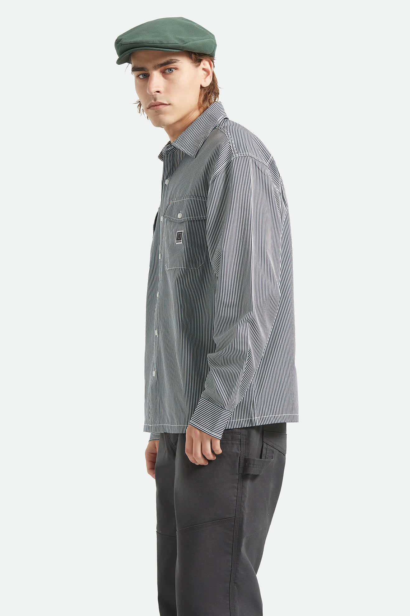 Men's Journey Lightweight Long Sleeve Shirt in the color Navy/White Stripe - Men's Side View