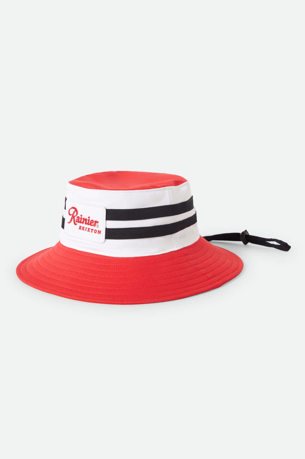 Unisex Rainier X Brixton Boonie in the color Natural/Red - Front Product Laydown Image