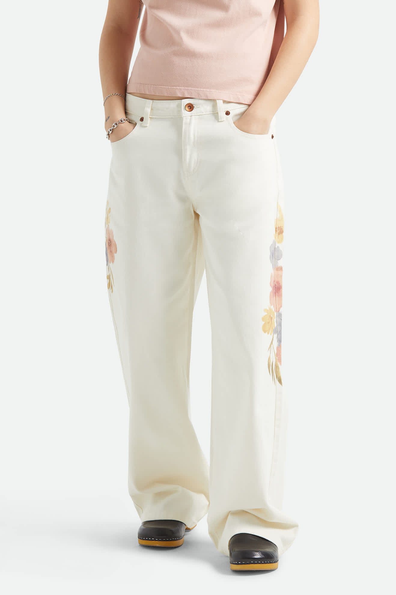 Women's The Chloe 5-Pocket Pant in the color Off White Floral Burst - Women's Front View