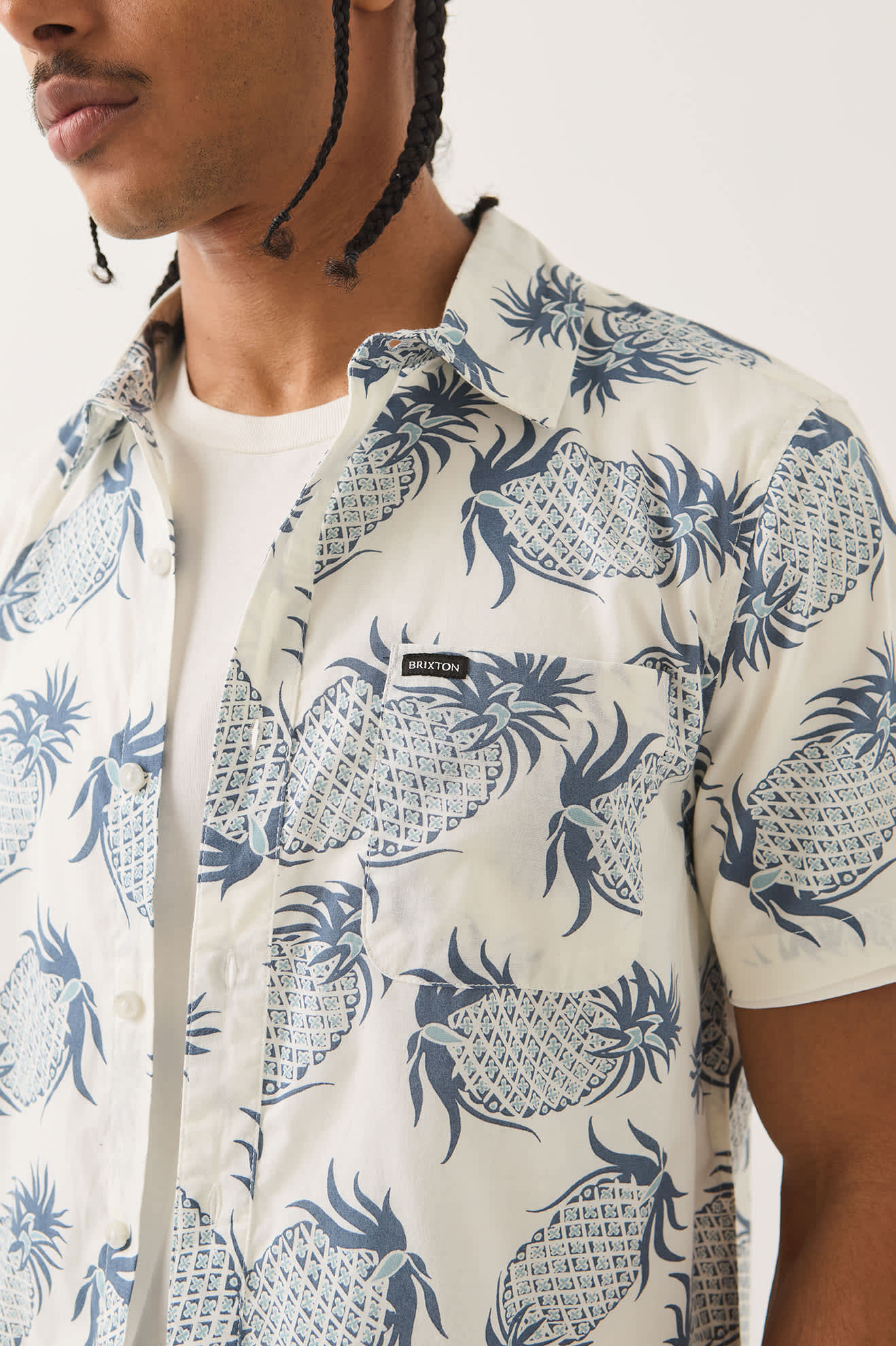 Men's Charter Print Shirt in the color Off White Pineapple - Additional Fit image