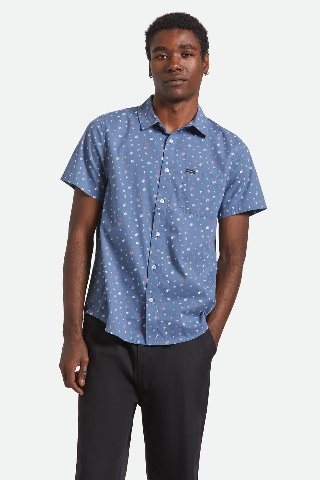 Men's Charter Print S/S Shirt in the color Bering Sea/Micro Floral - Men's Front View
