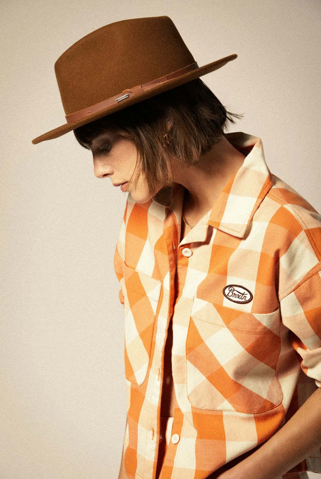 Unisex Messer Traditional Fedora in the color Coffee - Women's Side View