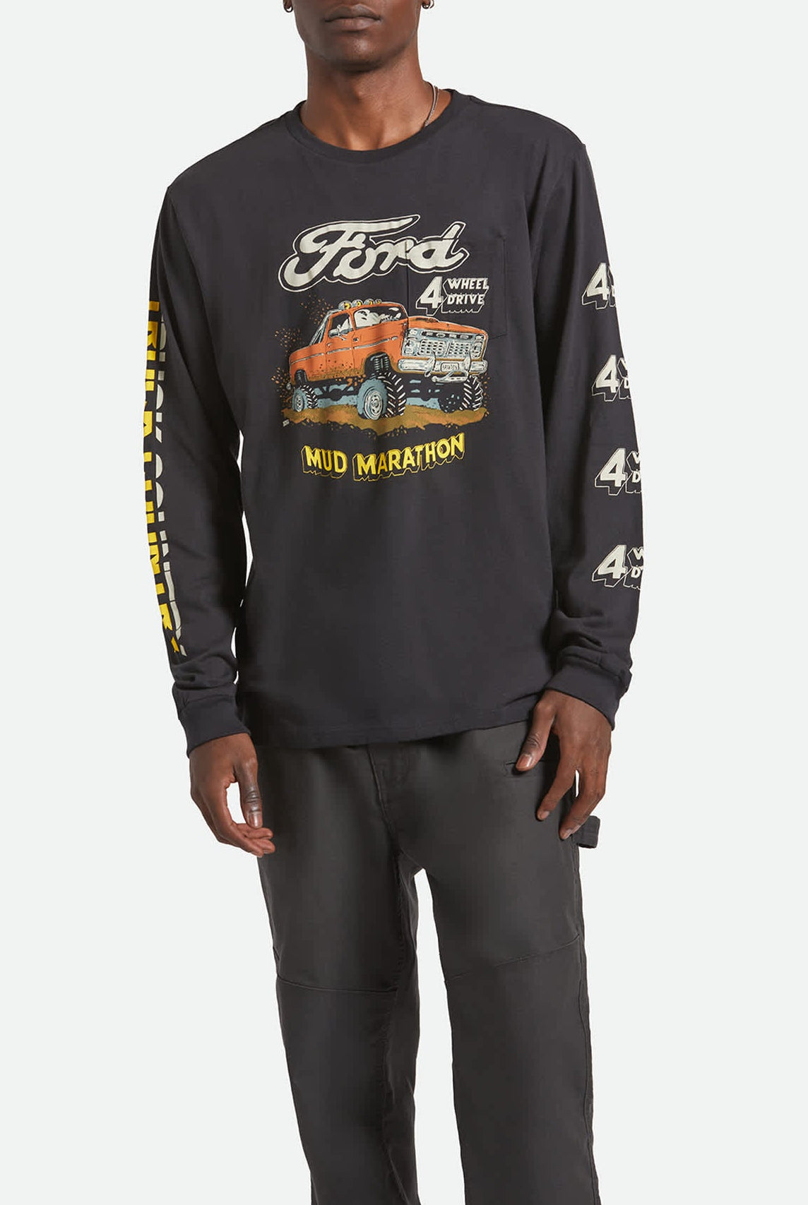 Men's Ford Mud Marathon L/S Standard T-Shirt in the color Burnt Rubber - Men's Front View