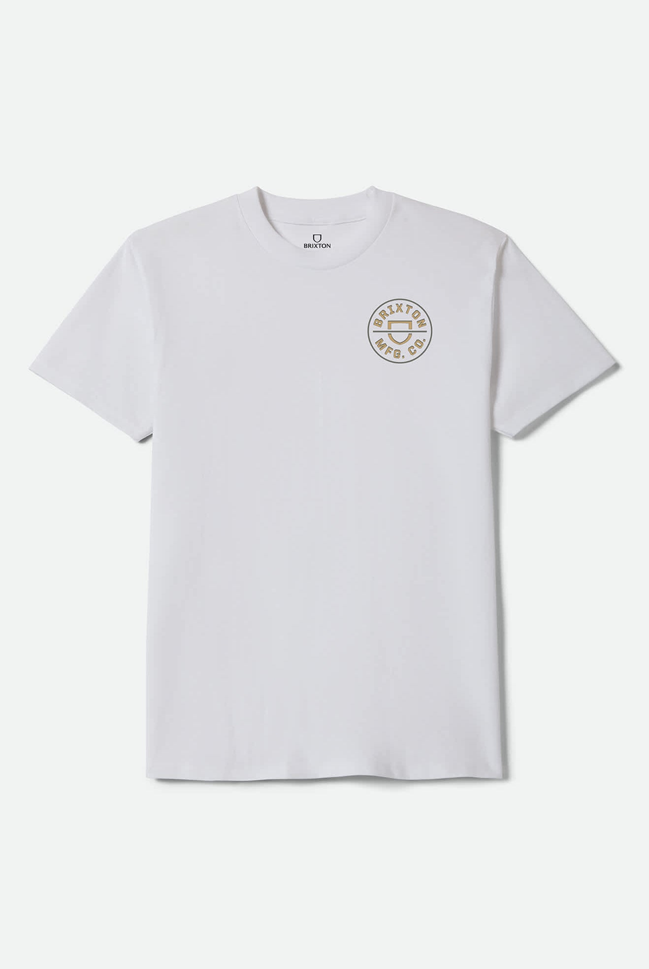 Men's Crest II Standard T-Shirt in the color White/Sage/Copper - Front Product Laydown Image