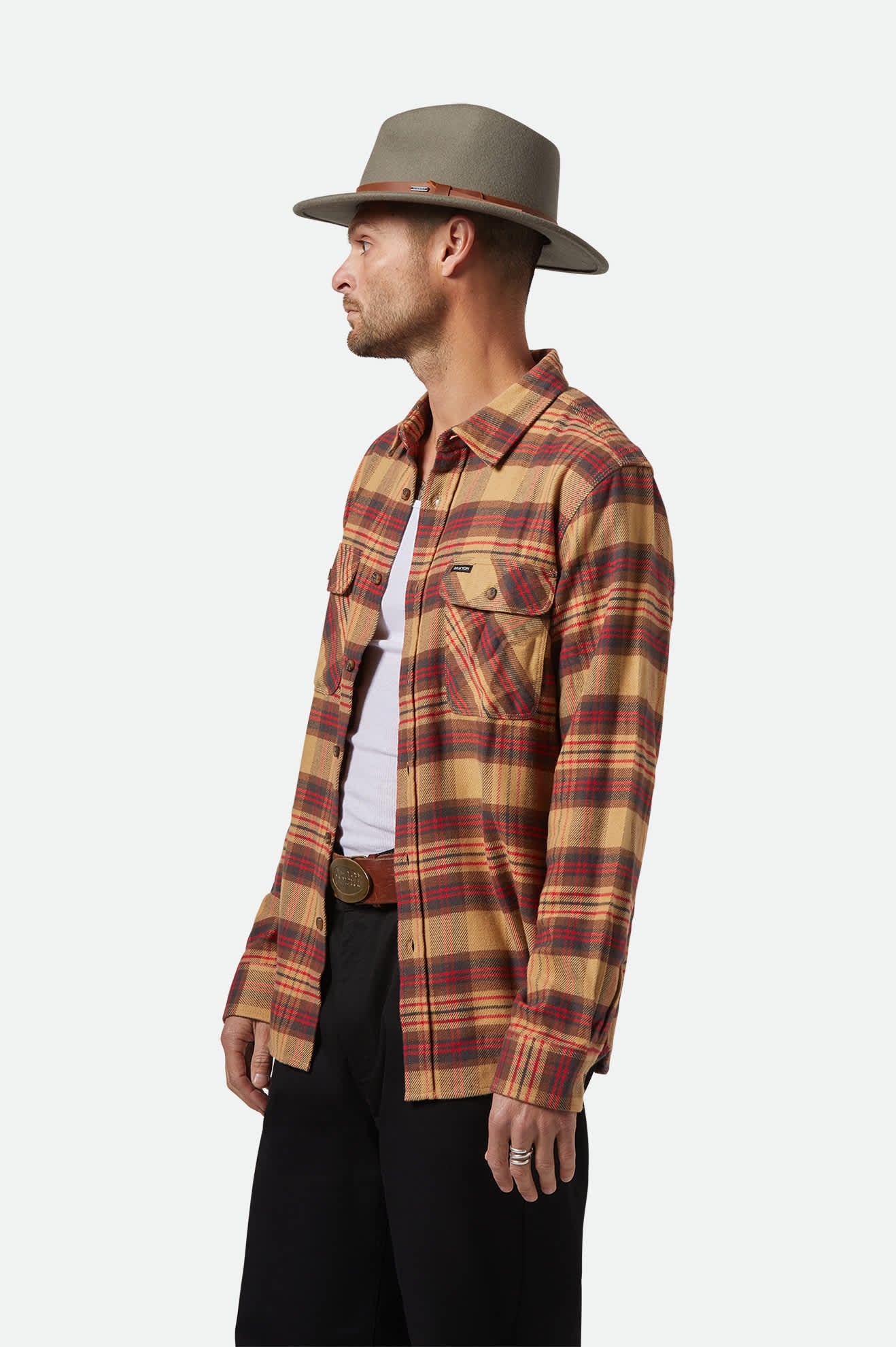 Unisex Messer Traditional Fedora in the color Brindle - Men's Side View