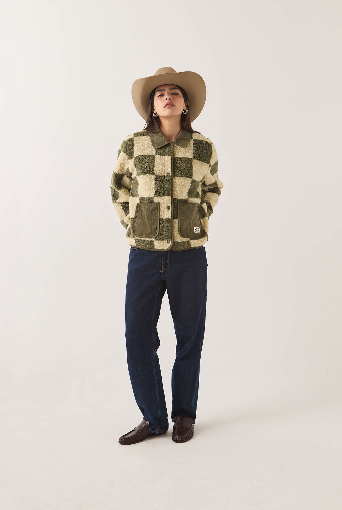 Women's Delilah Quilted Jacket in the color Surplus/Natural - Women's Front Fit Image