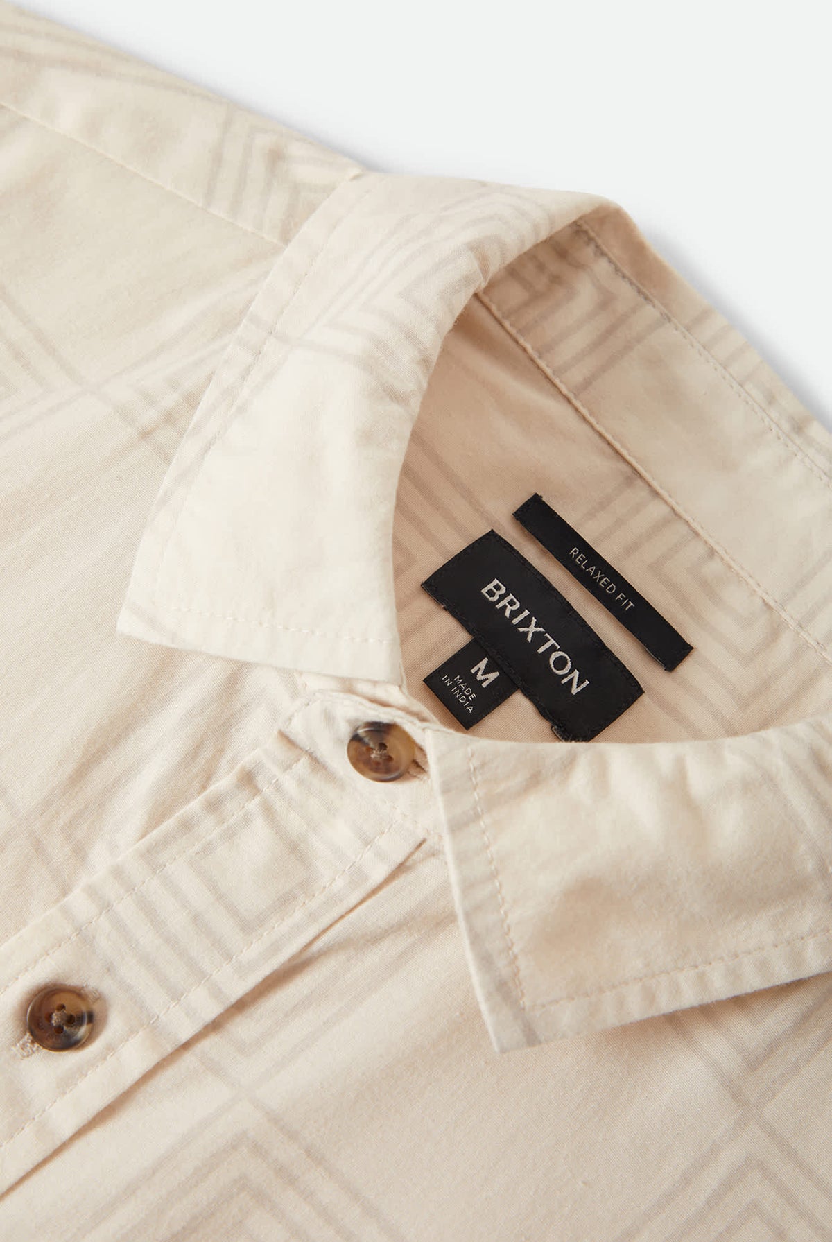 Men's Cru Print Short Sleeve Shirt in the color Whitecap/Geo Checker - Additional Laydown image