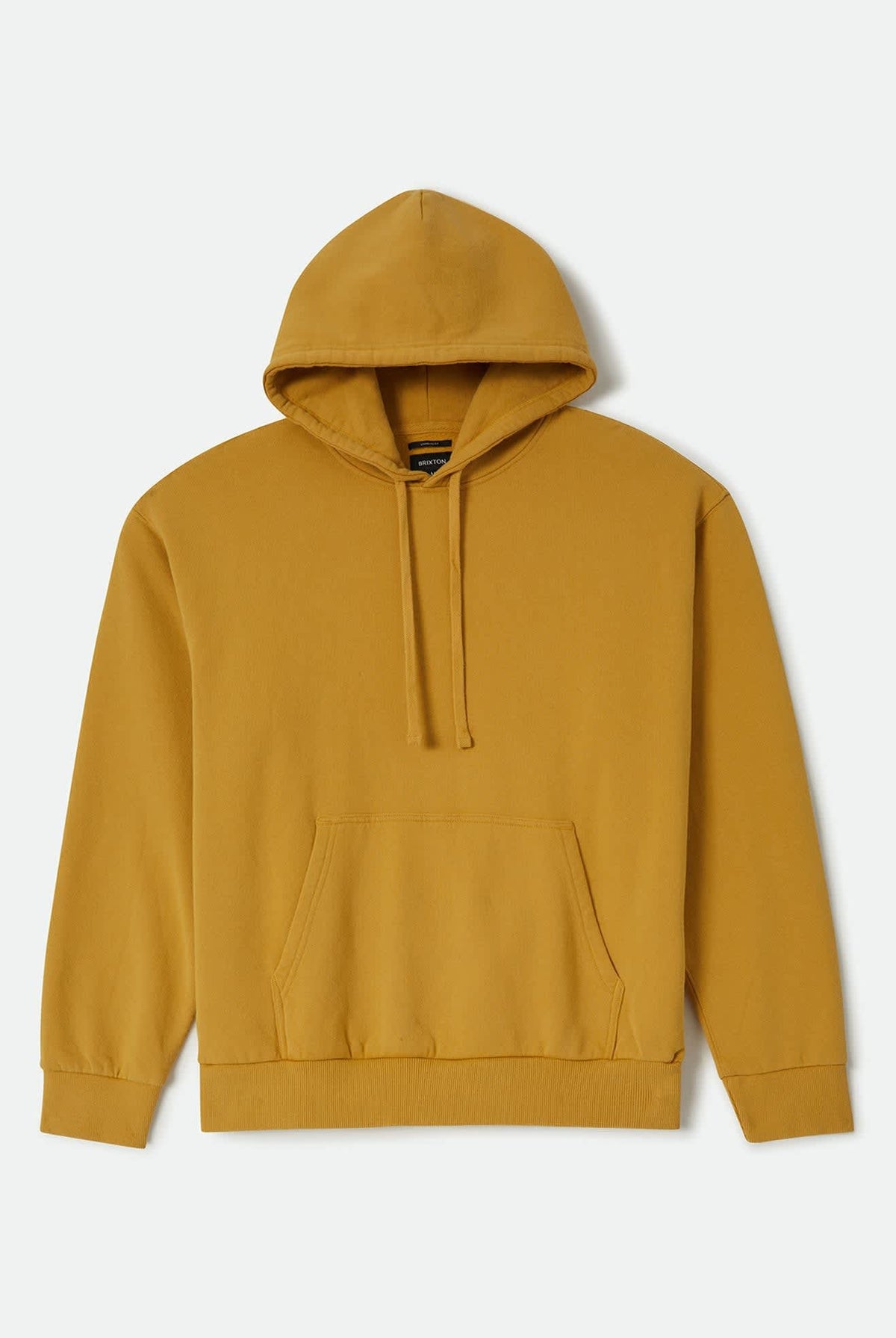 Men's Brixton Baseline Hood Fleece in the color Dusted Ochre Vintage Wash - Front Product Laydown Image