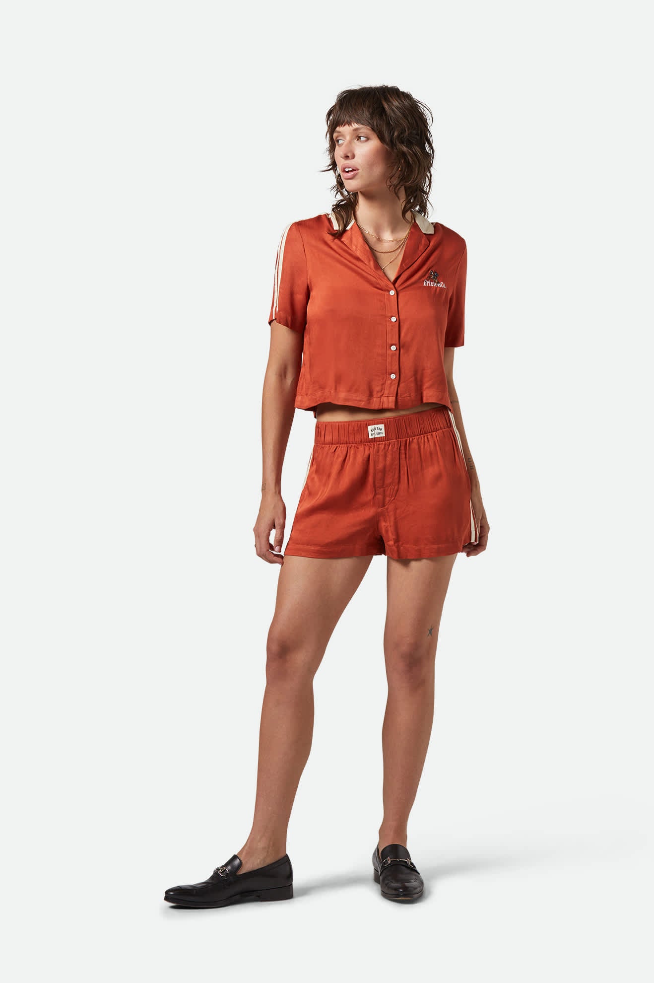 Women's Silky Boxer Short in the color Burnt Brick - Women's Front View