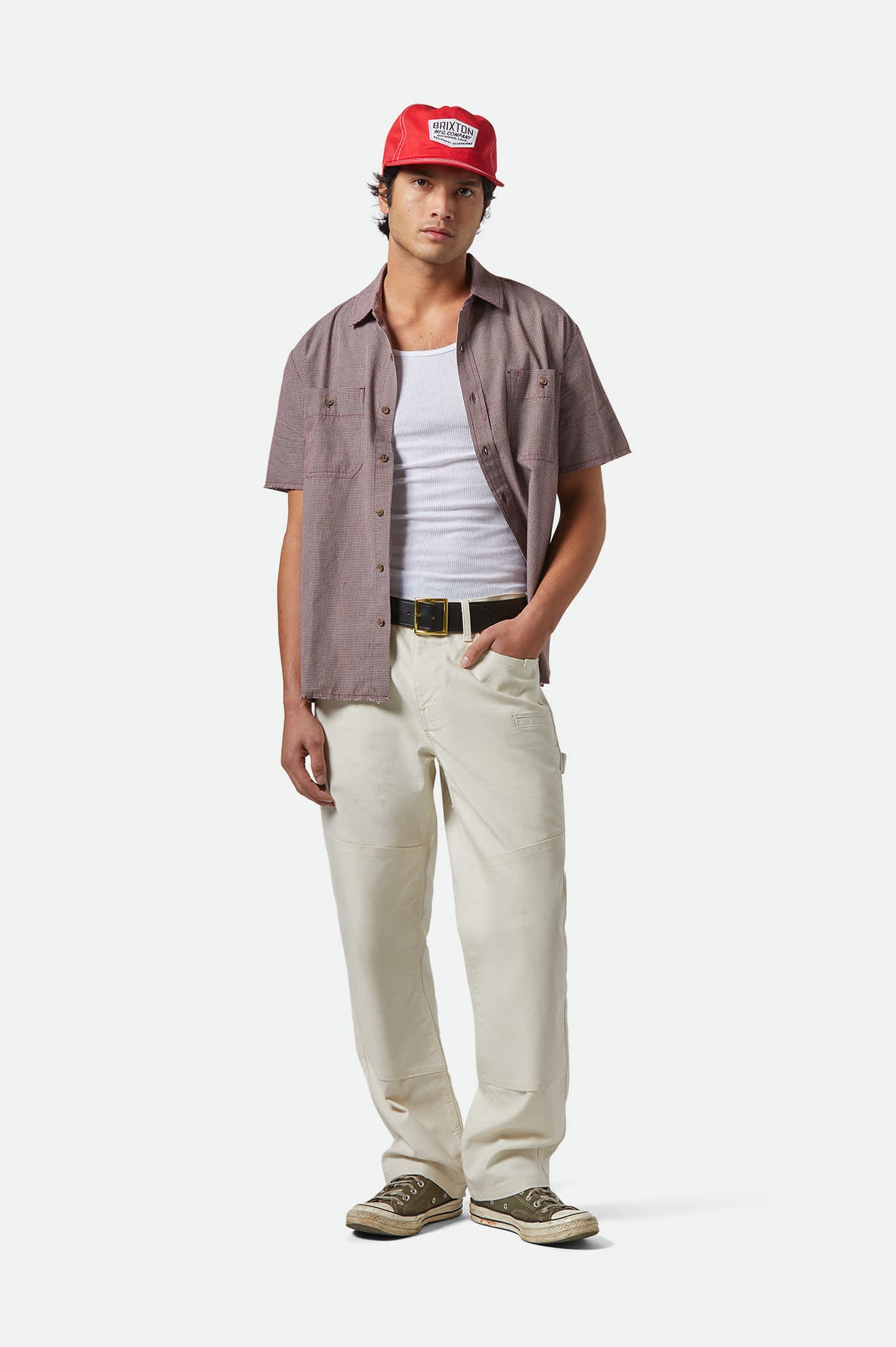 Men's Builders Carpenter Stretch Pant in the color Egret White - Additional Fit image