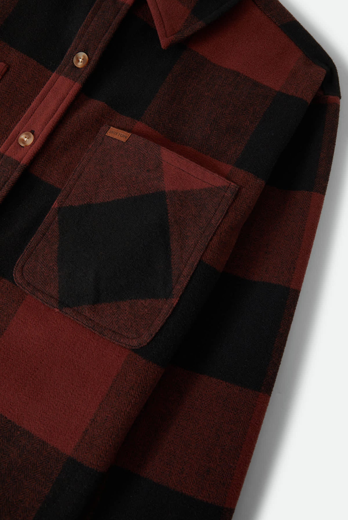 Women's Bowery Women's Soft Brushed Flannel in the color Dark Brick/Black - Additional Laydown image