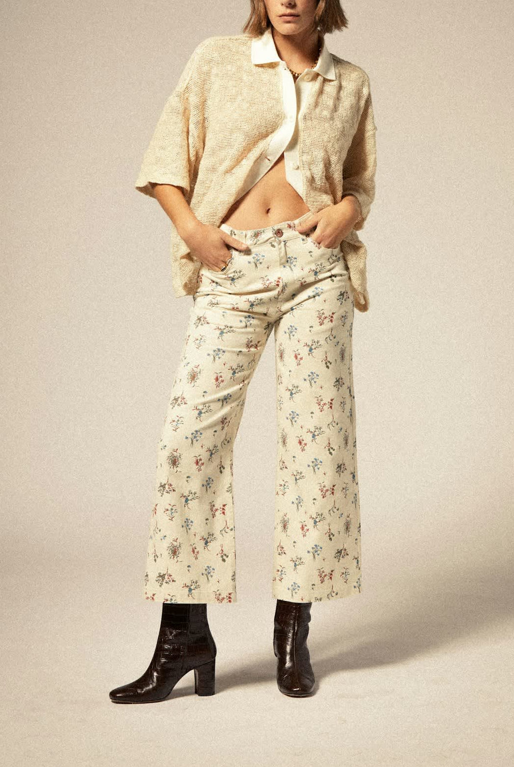 Women's Margo Cropped 5-Pocket Pant in the color Whitecap - Women's Front View