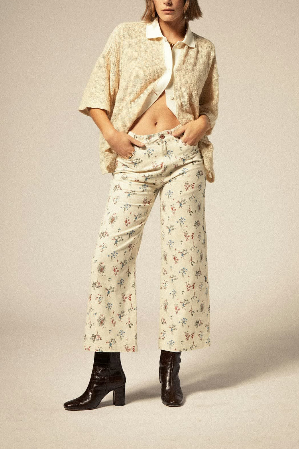 Women's Margo Cropped 5-Pocket Pant in the color Whitecap - Women's Front View