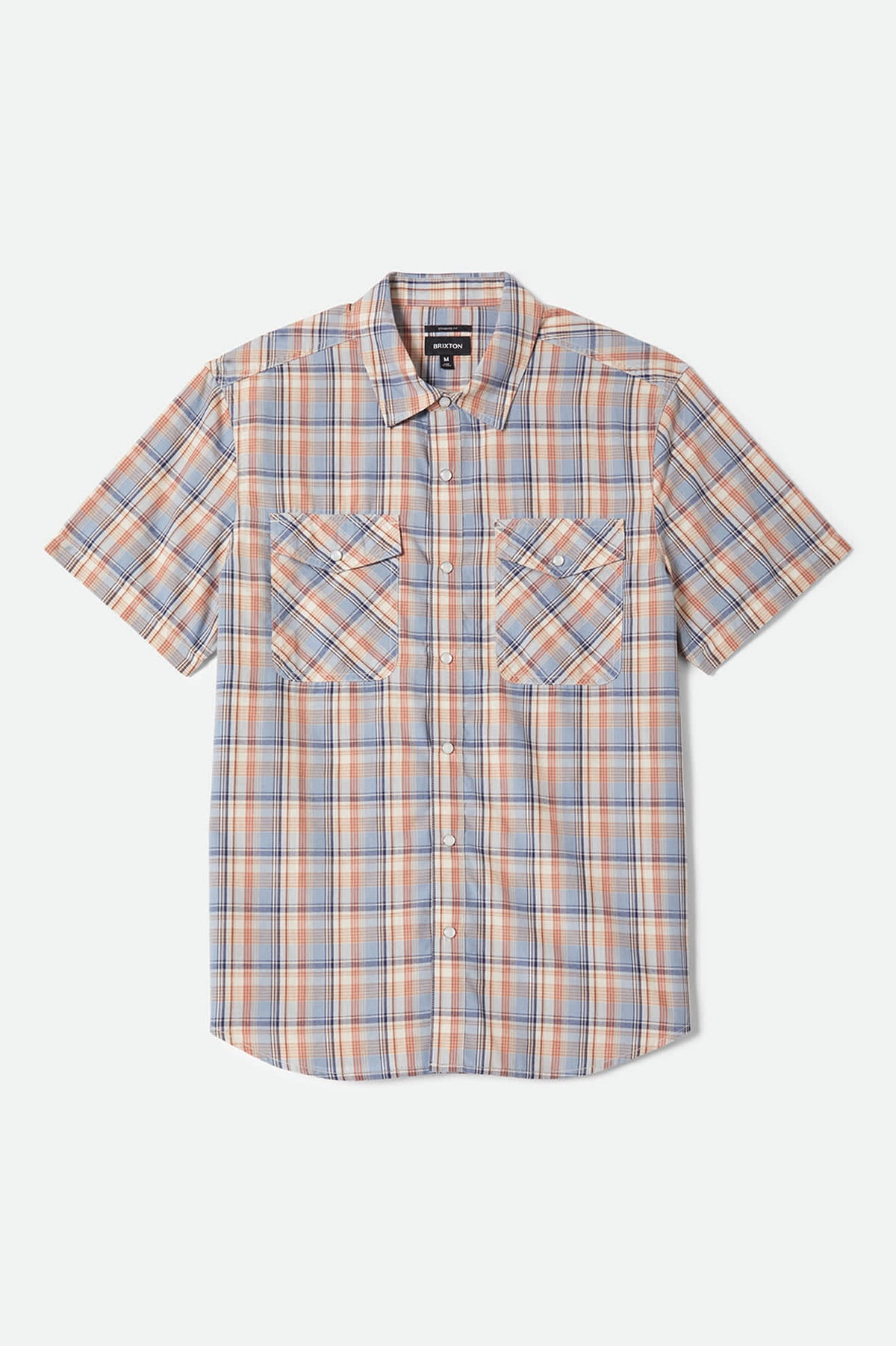 Men's The Breezy Wayne Short Sleeve Shirt in the color Blue Multi Plaid - Front Product Laydown Image