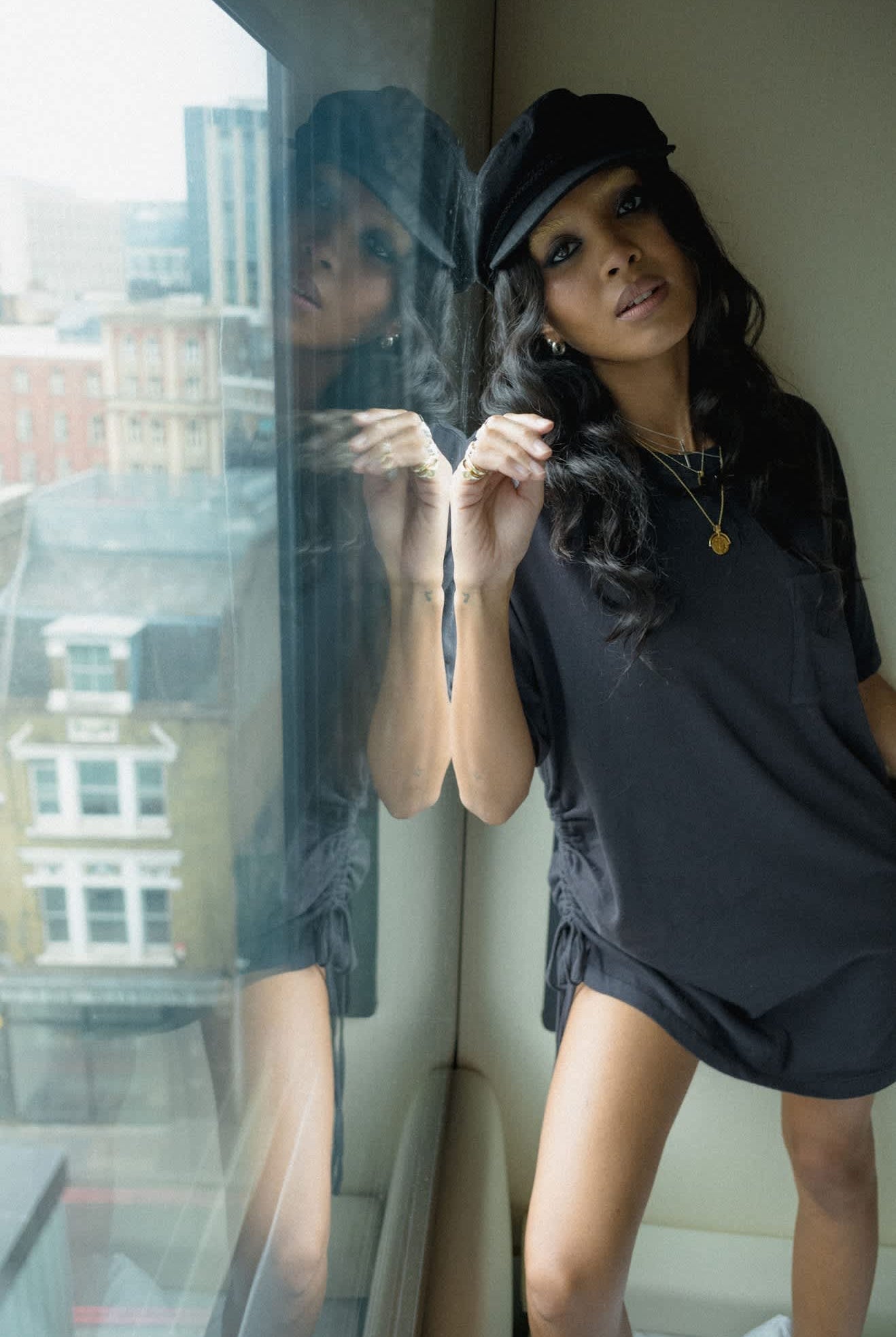 Women's Carefree Organic Garment Dye T-Shirt Dress in the color Black - Women's Lifestyle 1