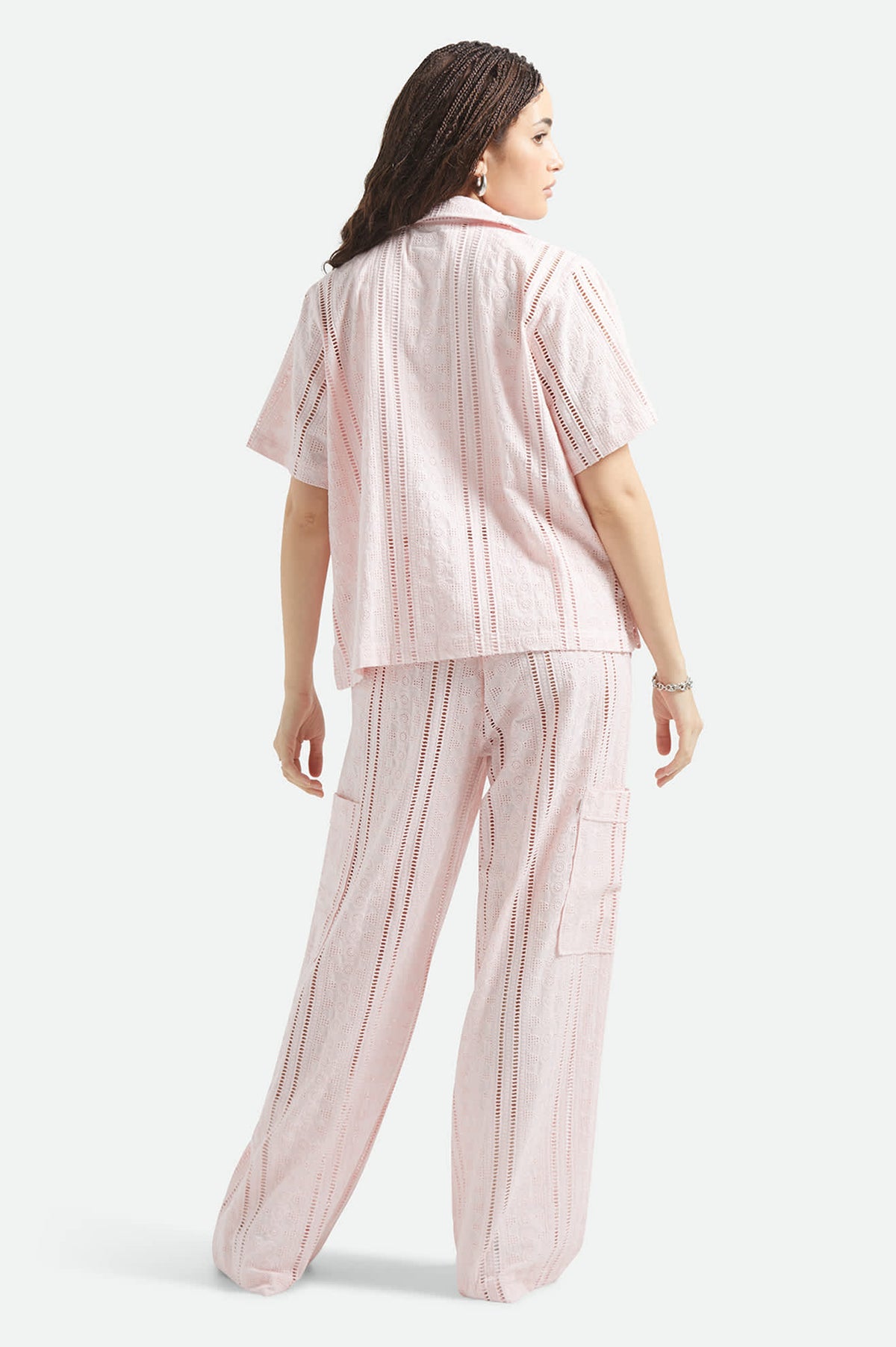 Women's The Mercer Wide Leg Trouser Pant in the color Chalk Pink - Women's Back View