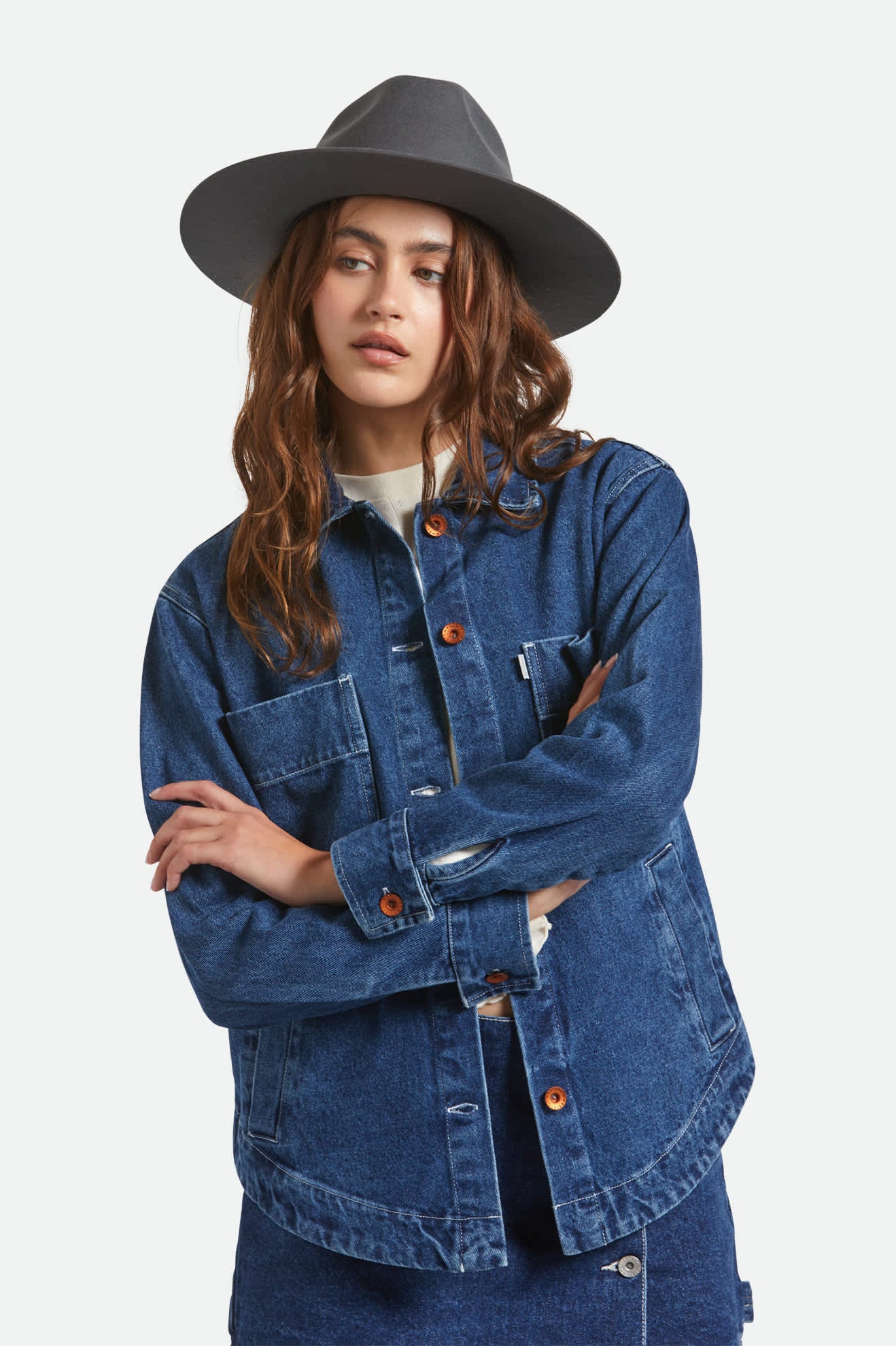 Unisex Hawkins WTHR GUARD™ Cowboy Hat in the color Asphalt/Brown - Women's Front View