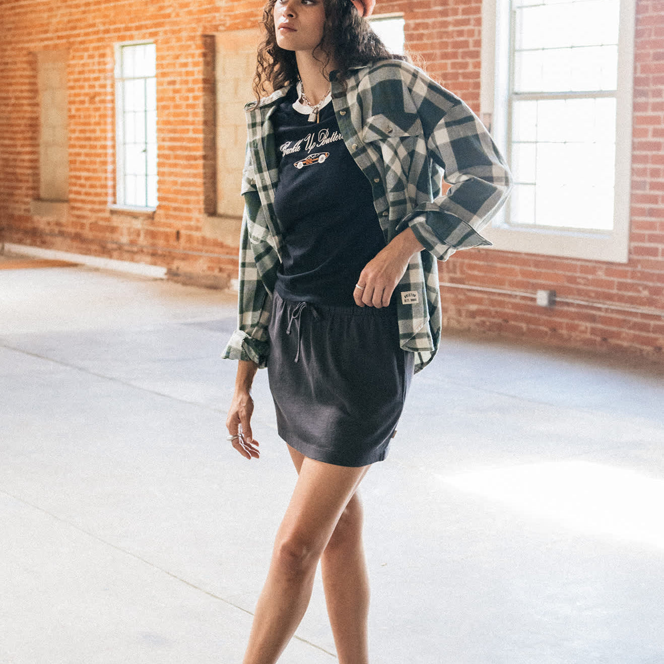 Women's Carefree Organic Garment Dye Lounge Skirt in the color Black - Men's Lifestyle image