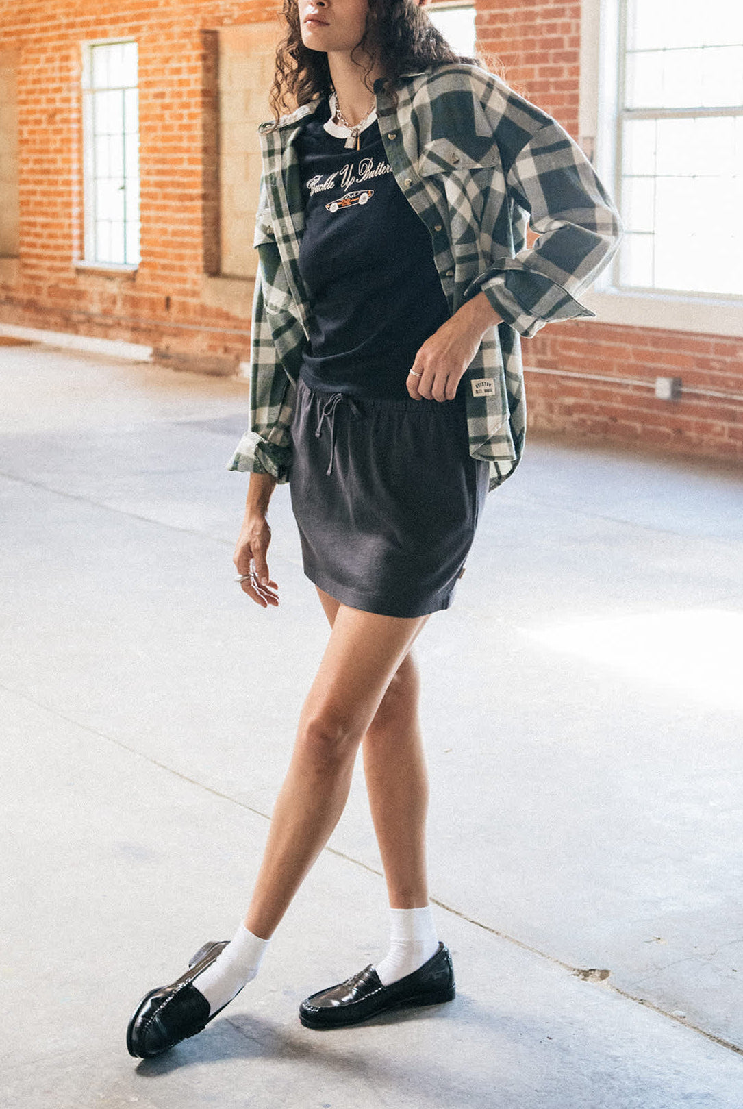 Women's Carefree Organic Garment Dye Lounge Skirt in the color Black - Women's Lifestyle image