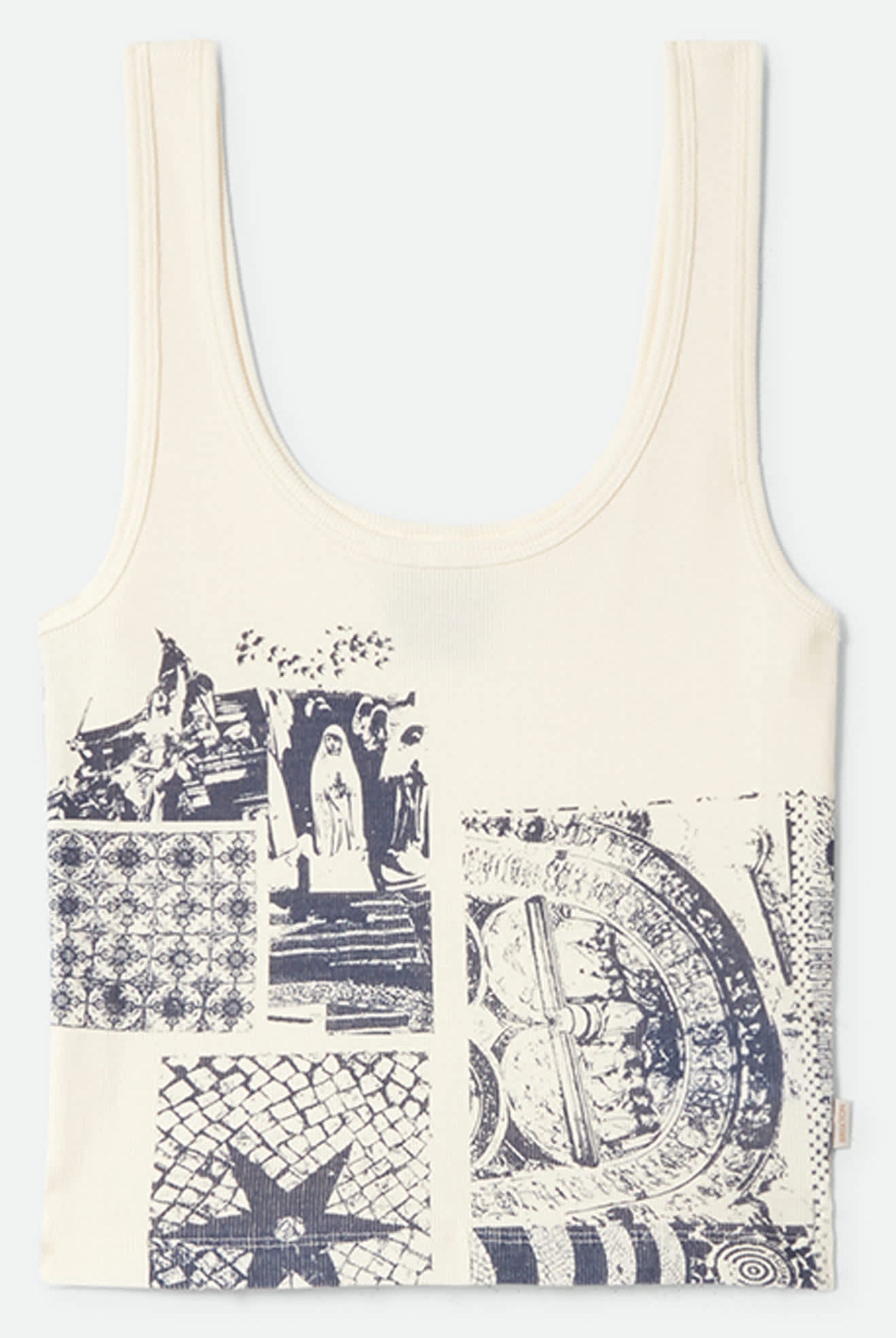 Women's Collage A-Tank in the color Off White - Front Product Laydown Image