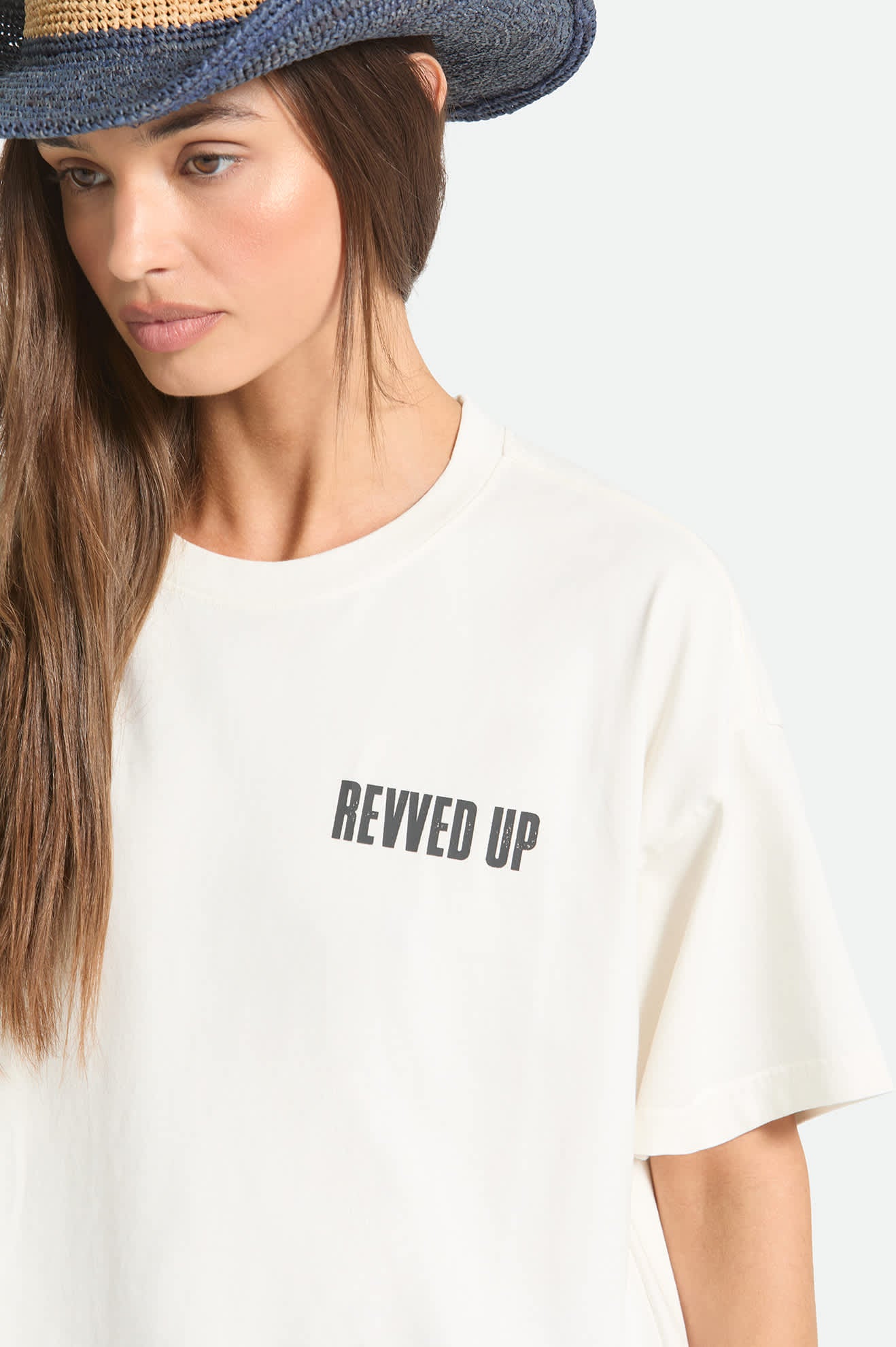 Women's Revved Up Boxy Crew T-Shirt in the color Off White - Additional Fit image