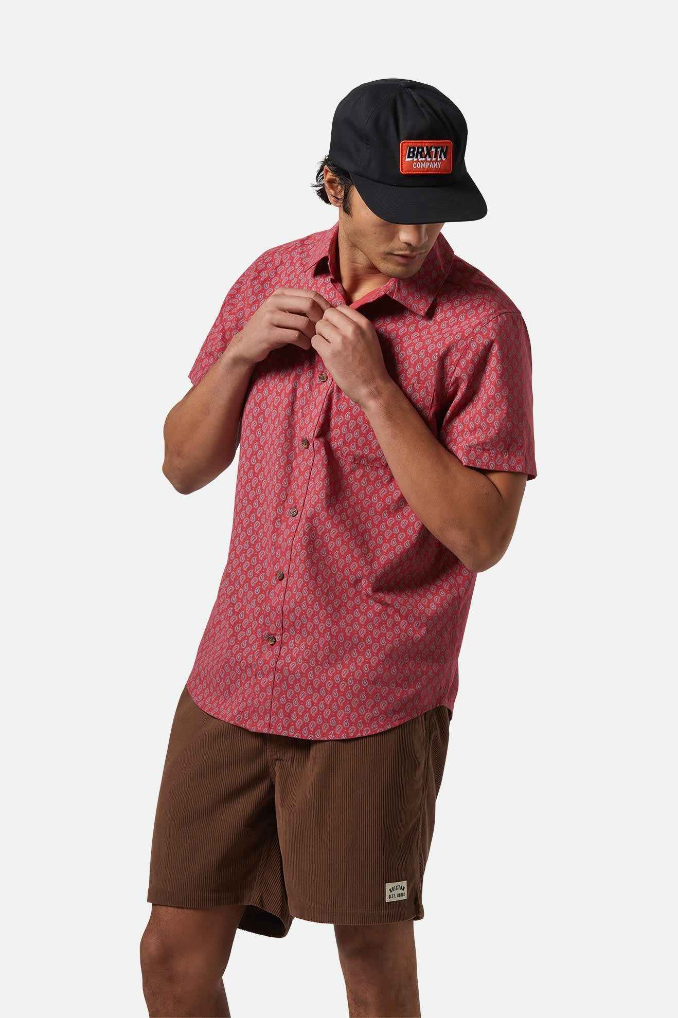 Men's Charter Print S/S Shirt in the color Rust Red/Paisley - Men's Side View