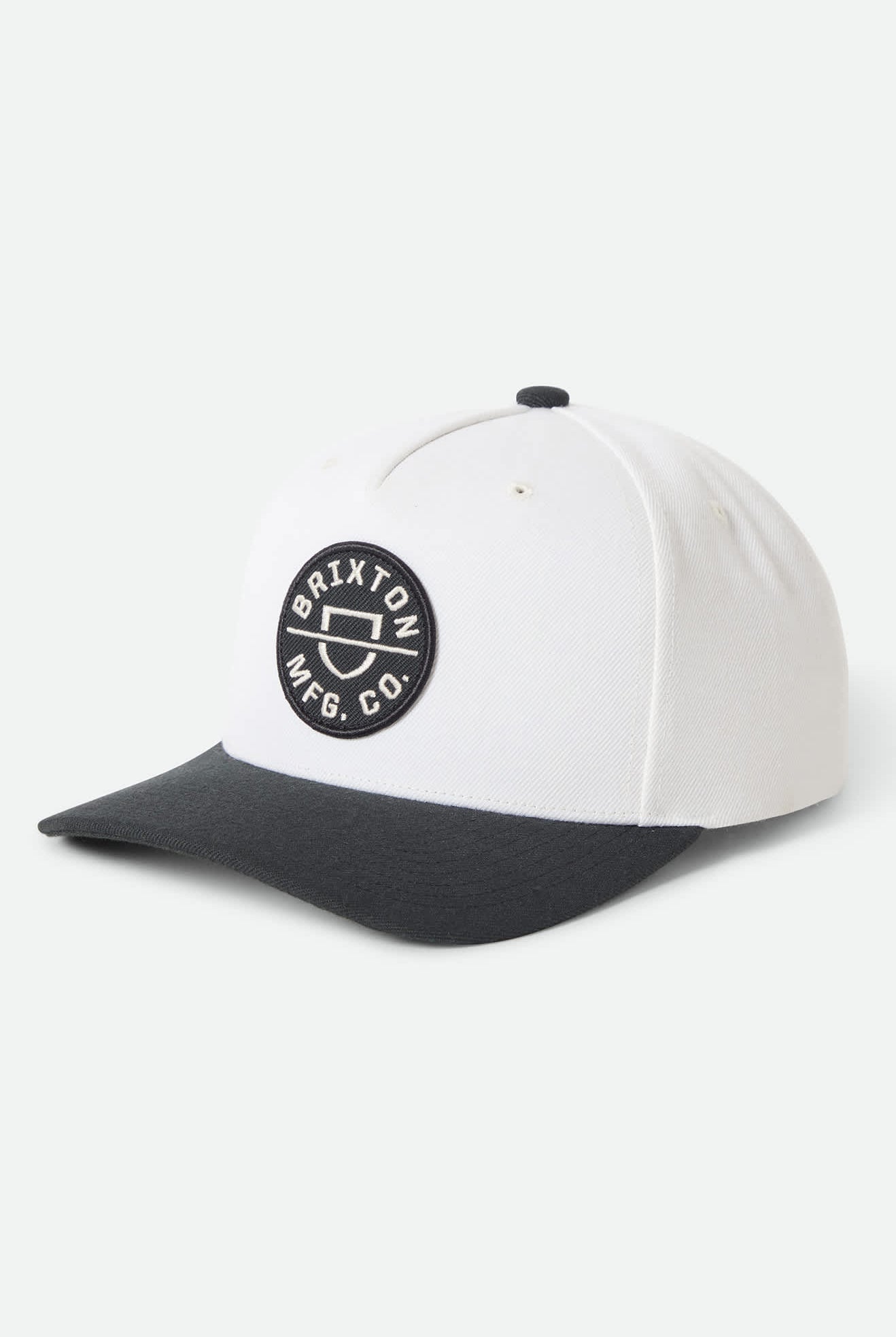 Unisex Crest Netplus Snapback in the color Black/Off White - Front Product Laydown Image