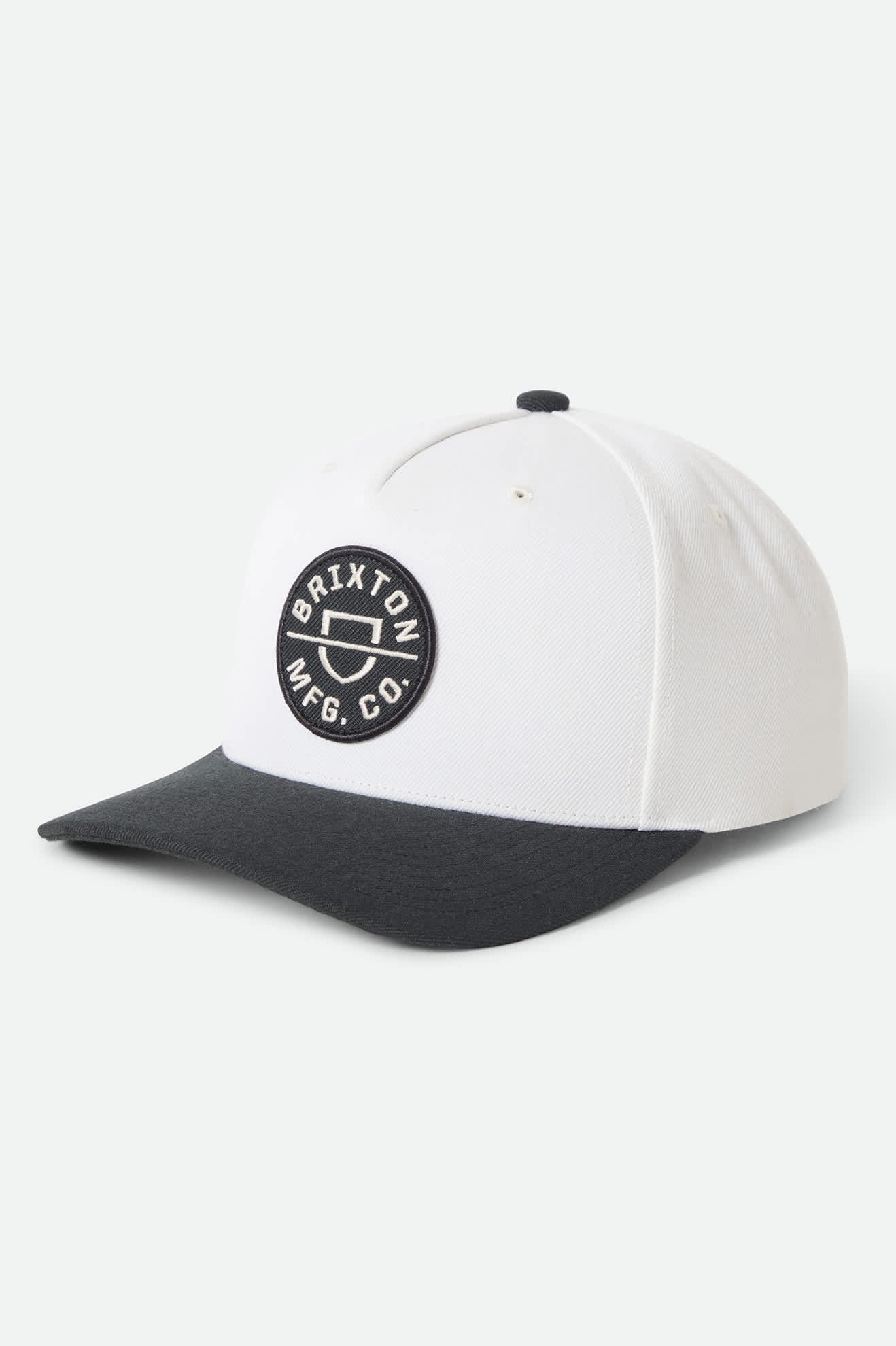 Unisex Crest Netplus Snapback in the color Black/Off White - Front Product Laydown Image