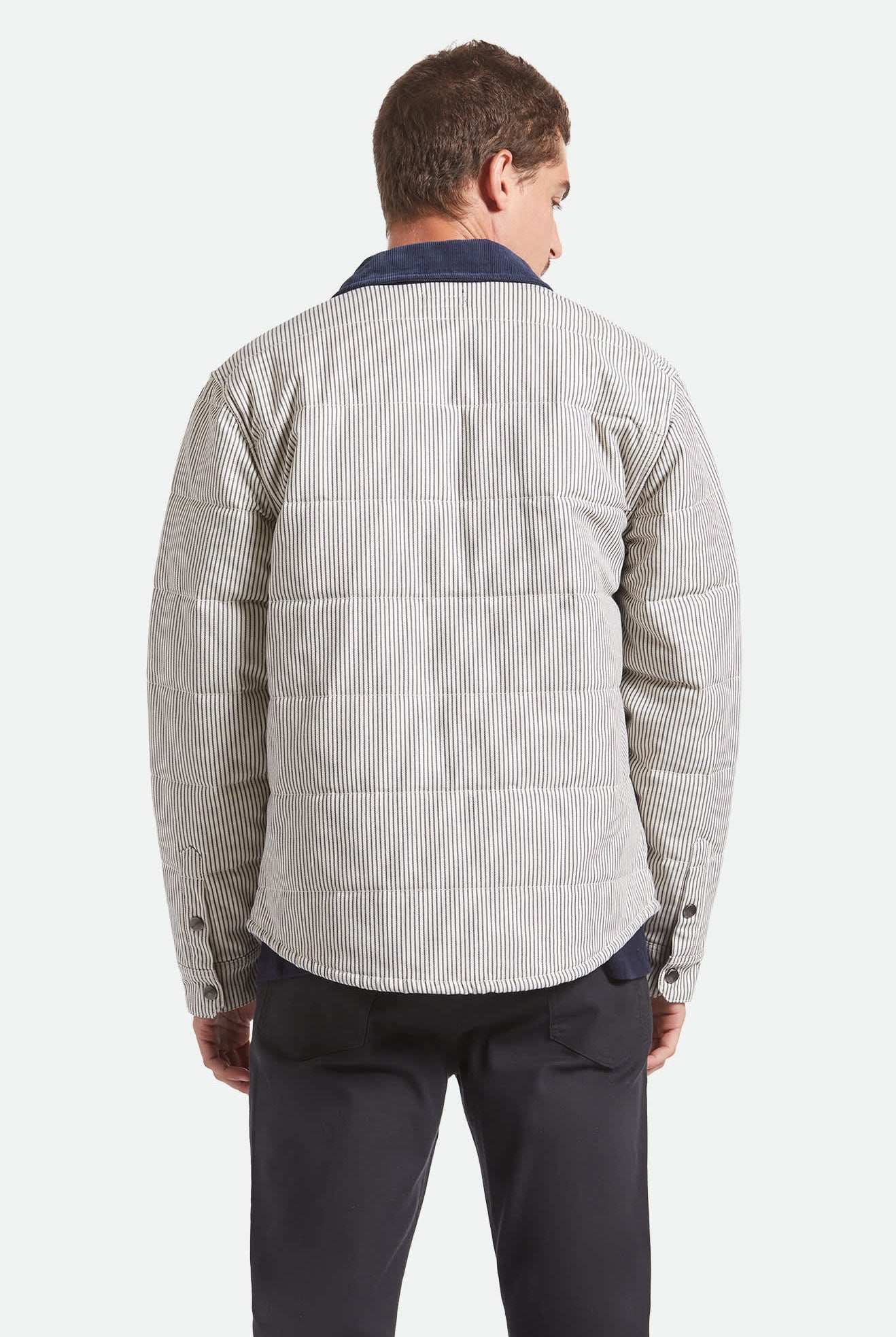Men's Cass Jacket in the color Whitecap/Mood Indigo Hickory S - Men's Back View