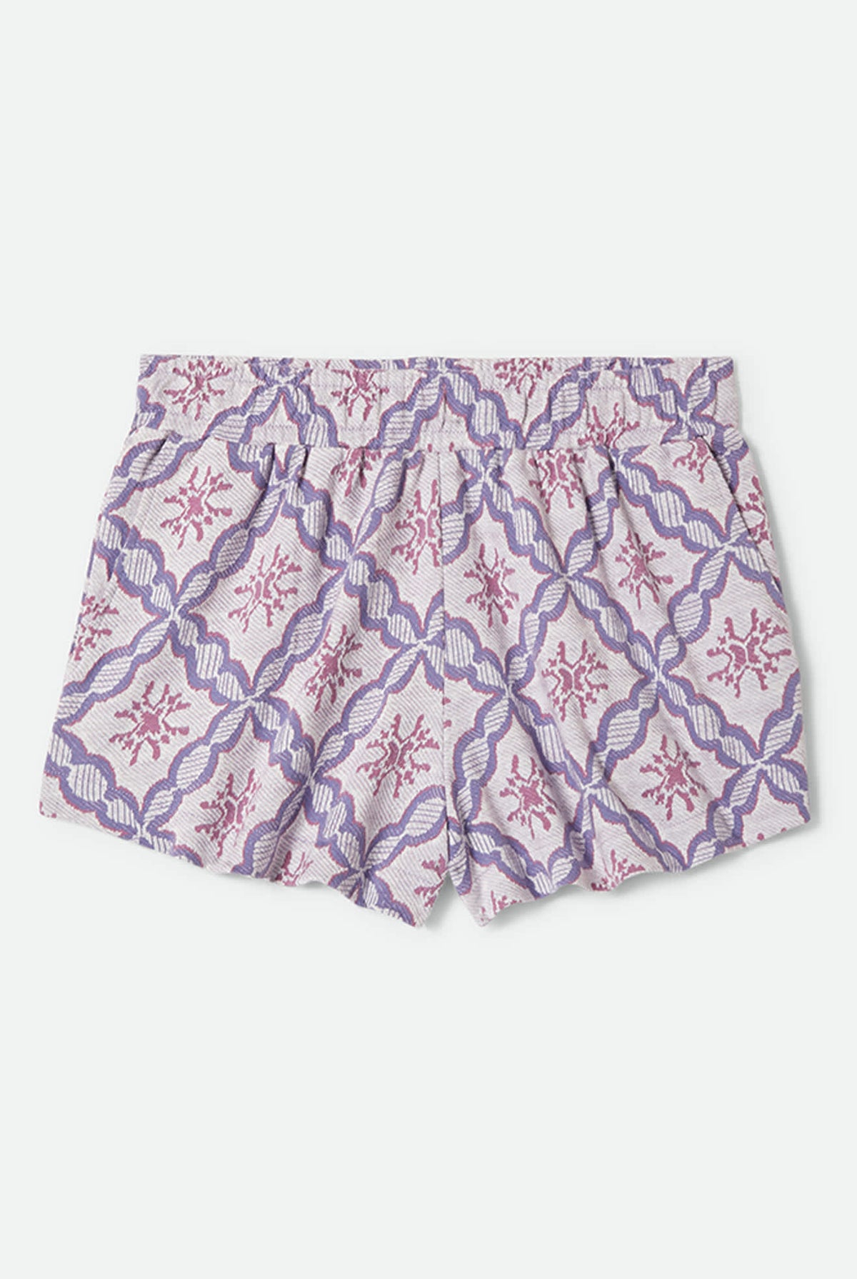 Women's Post Playa E-Waist Short in the color Off White/Blue Tile - Front Product Laydown Image